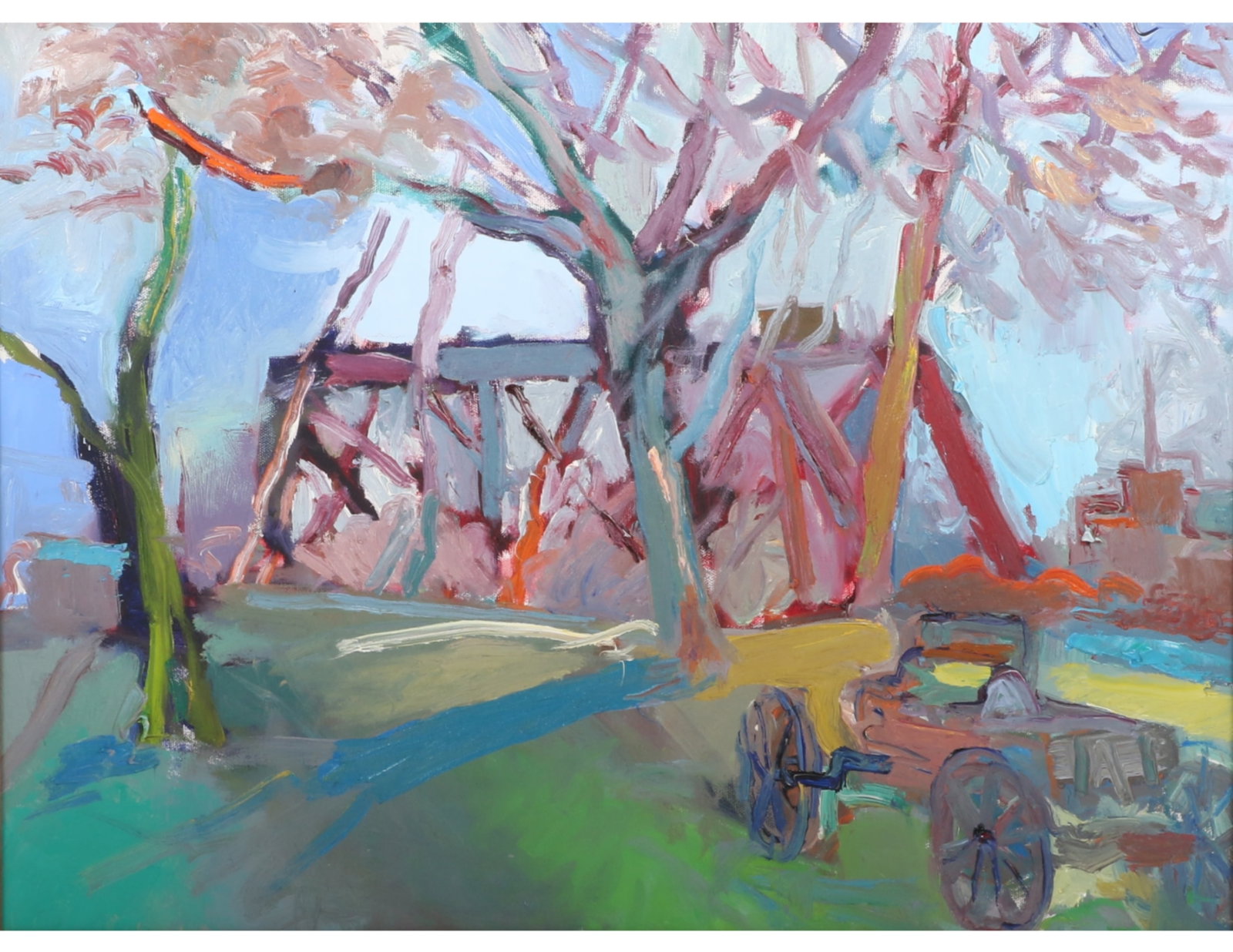 George McCullough, Indiana (1937 - 2005), landscape, oil on canvas, 17 3/8"H x 23 3/8"W, 24 3/8"H x (1 of 7)