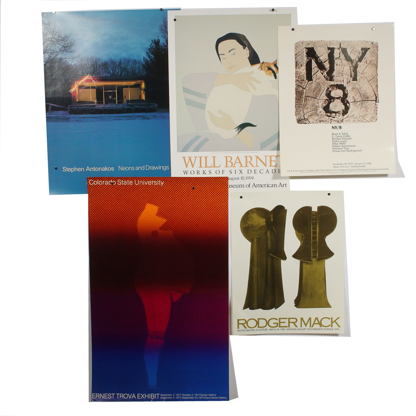 Lot of 5 exhibition posters including Ernest Trova, Rodger Mack, NY/8, Will Barnet, and Stephen (1 of 19)