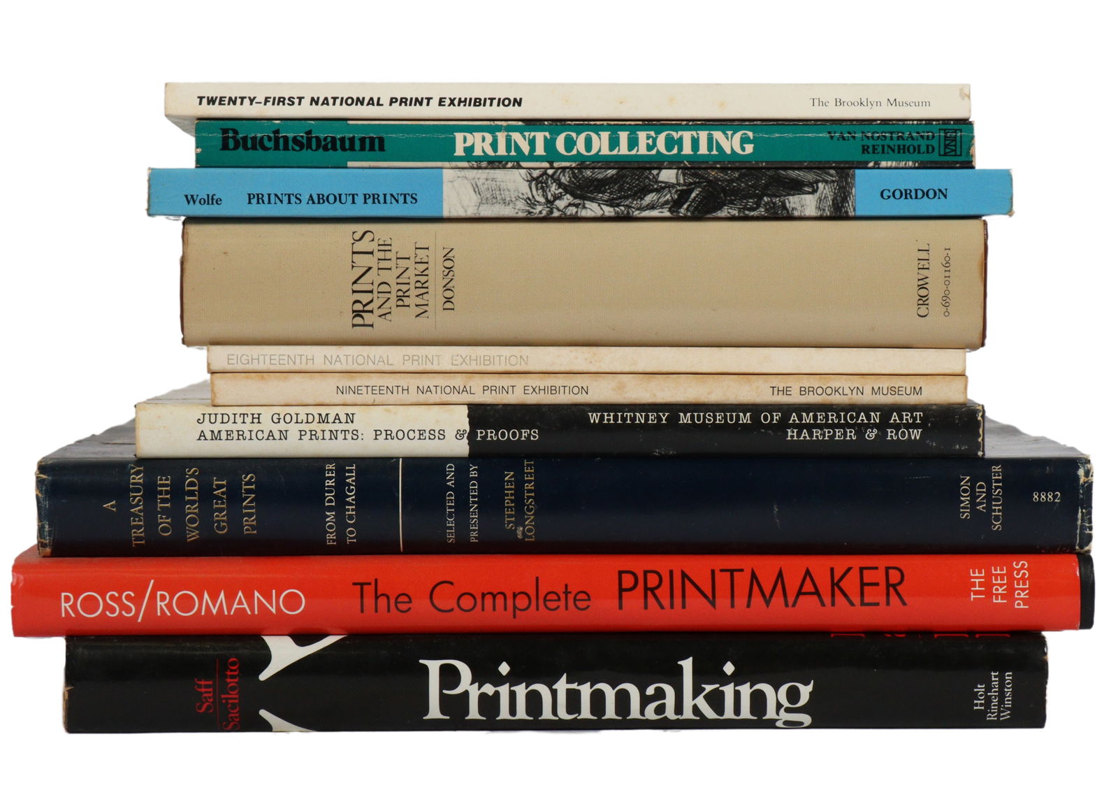 10 books printmaking, collecting, and exhibition catalogs 12 1/4"H x 9 1/4"W x 1 1/4"D (largest) (1 of 5)
