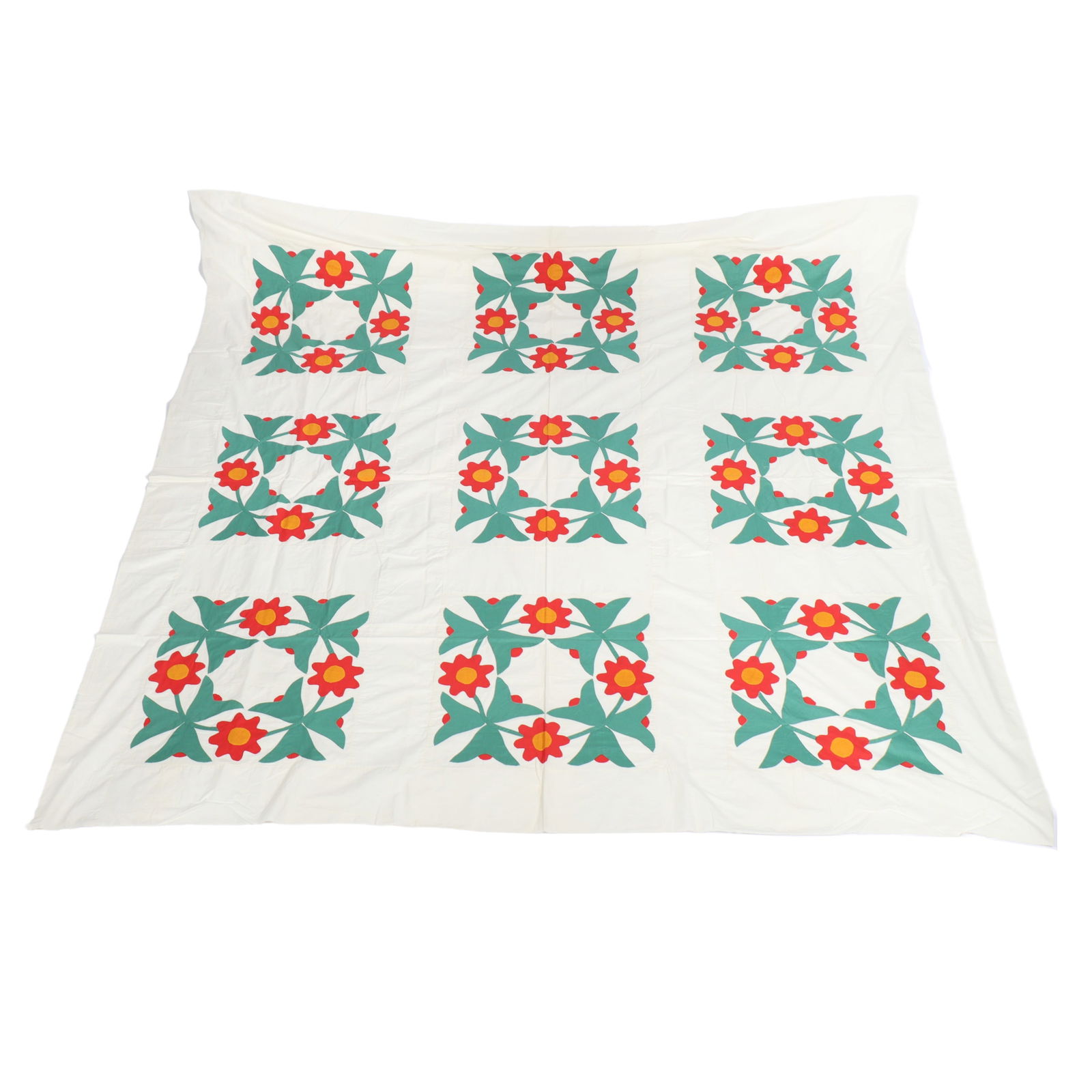 Antique Pennsylvania Dutch Flower wreath block Quilt Topper (1 of 7)