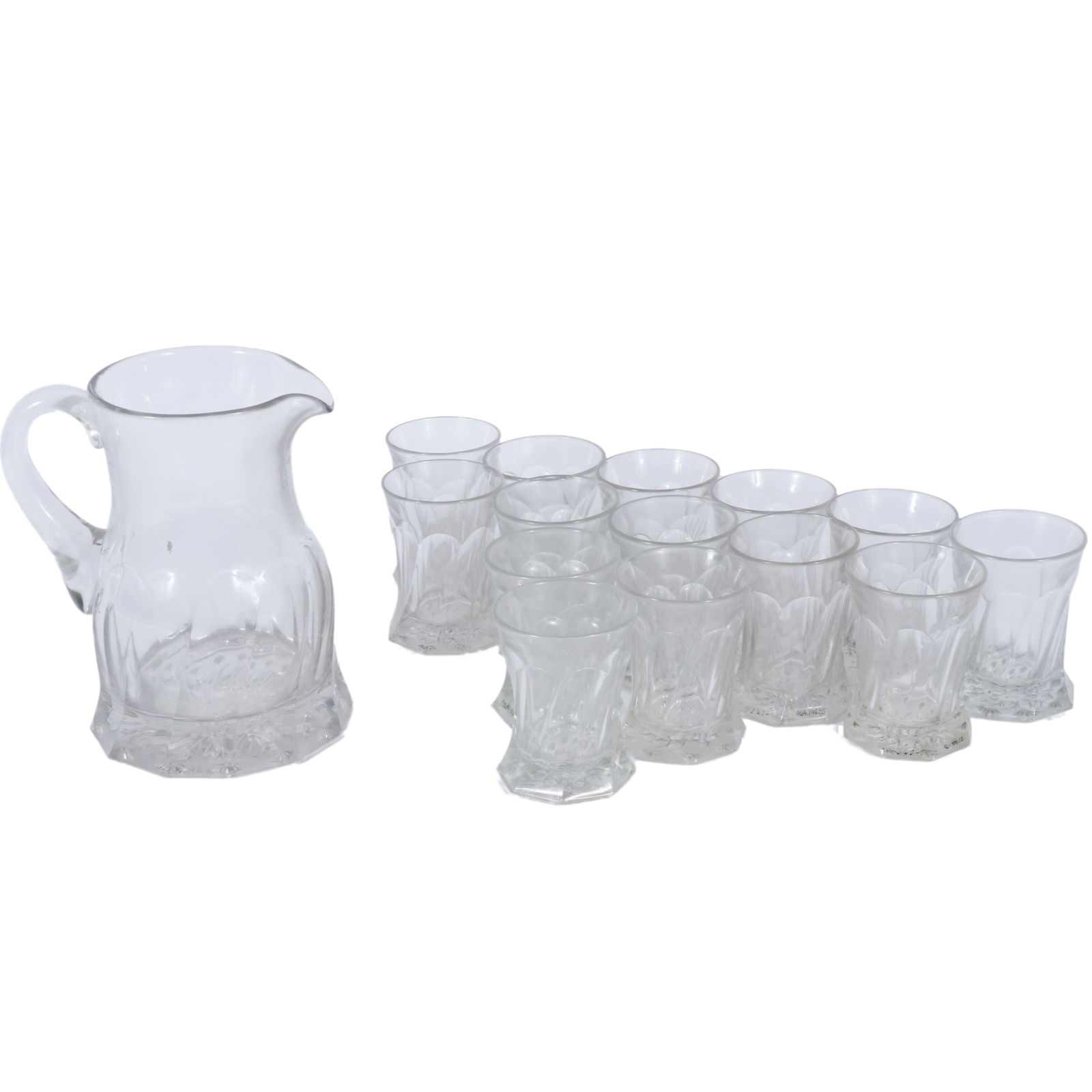 EAPG drinkware set of 14 colorless flint glass cups / tumblers and pitcher featuring cut twist panel (1 of 12)