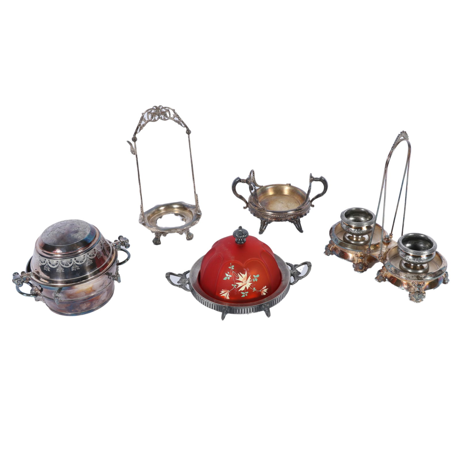 Group of Victorian Aesthetic silverplate serving dishes from Reed & Barton, M.S. Benedict, and more. (1 of 19)