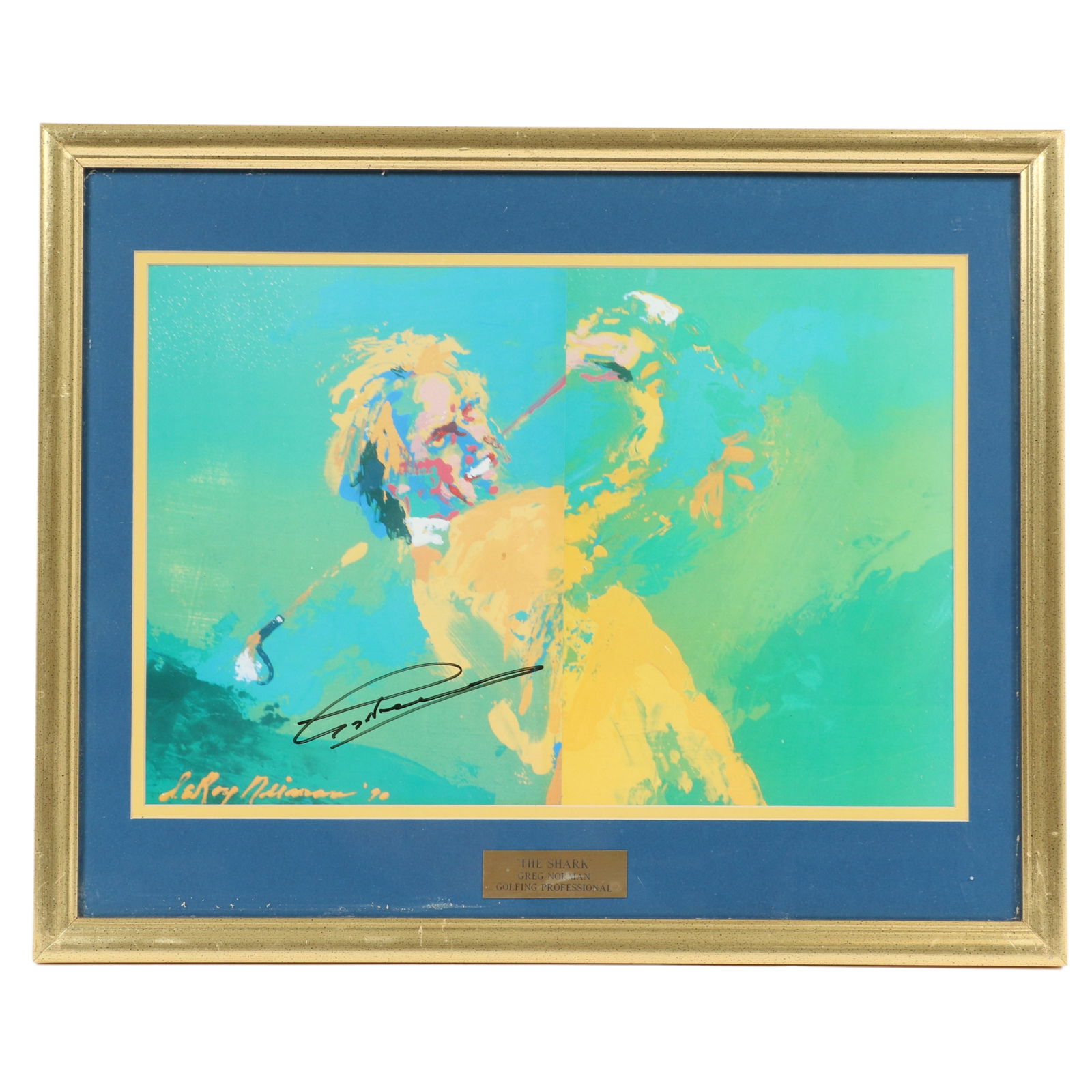 Greg Norman Autographed Framed LeRoy Neiman Print (1 of 4)