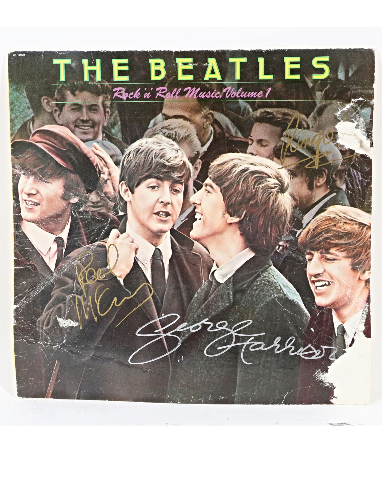 The Beatles Rock 'n' Roll Music Volume 1 Autographed Album with COA: The Beatles Rock 'n' Roll Music Volume 1 Autographed Album with COA The album cover is signed by Paul McCartney, Ringo Starr, George Harrison. COA from American Authentication Authentication. No recor