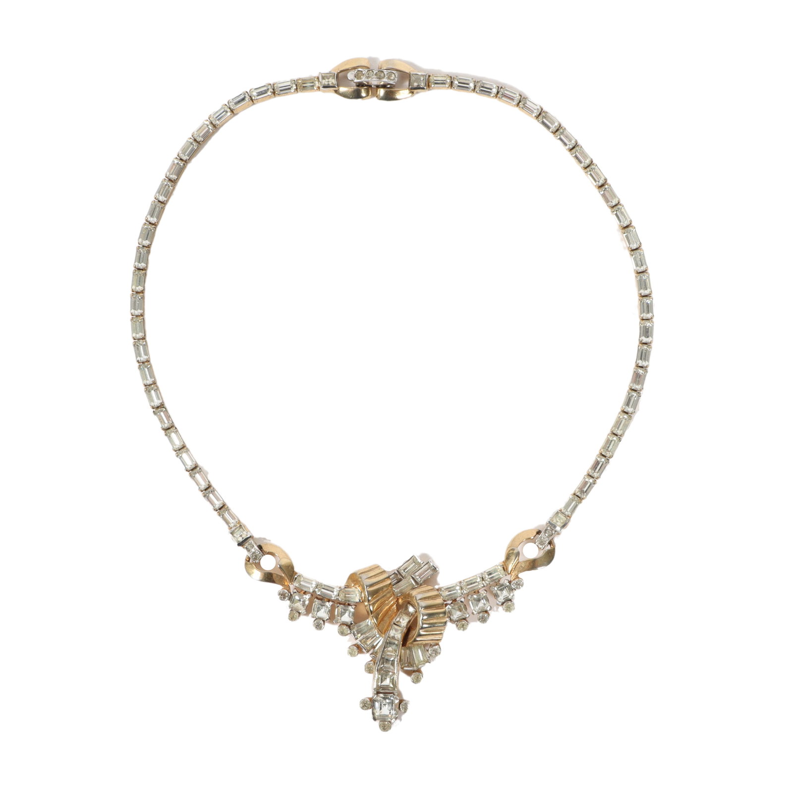 Mazer Bros retro diamante vermeil necklace. 14 1/2"L x 2 1/8"W: Mazer Bros retro diamante vermeil necklace. 14 1/2"L x 2 1/8"W