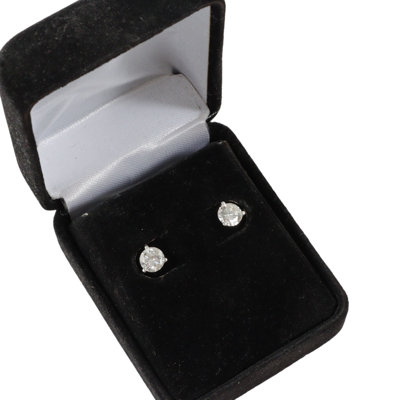 One carat total weight 14K white gold diamond stud earrings (1 of 6)