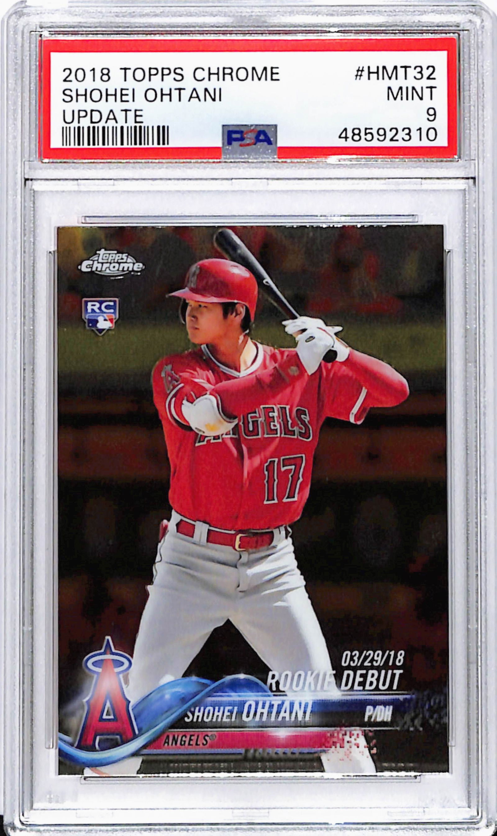2018 Topps Chrome Update Shoei Ohtani Rookie Baseball Card #HMT32 PSA 9 Mint (1 of 2)