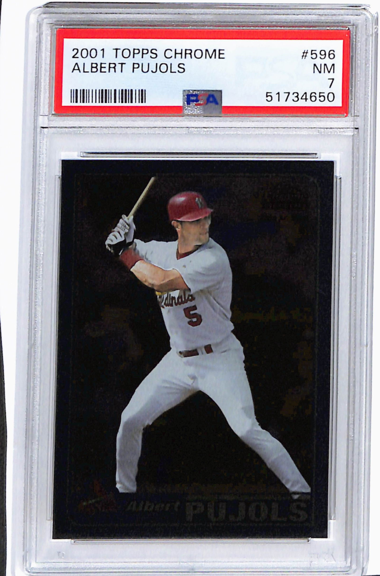 2001 Topps Chrome Albert Pujols Rookie Baseball Card #596 PSA 7 NM (1 of 2)