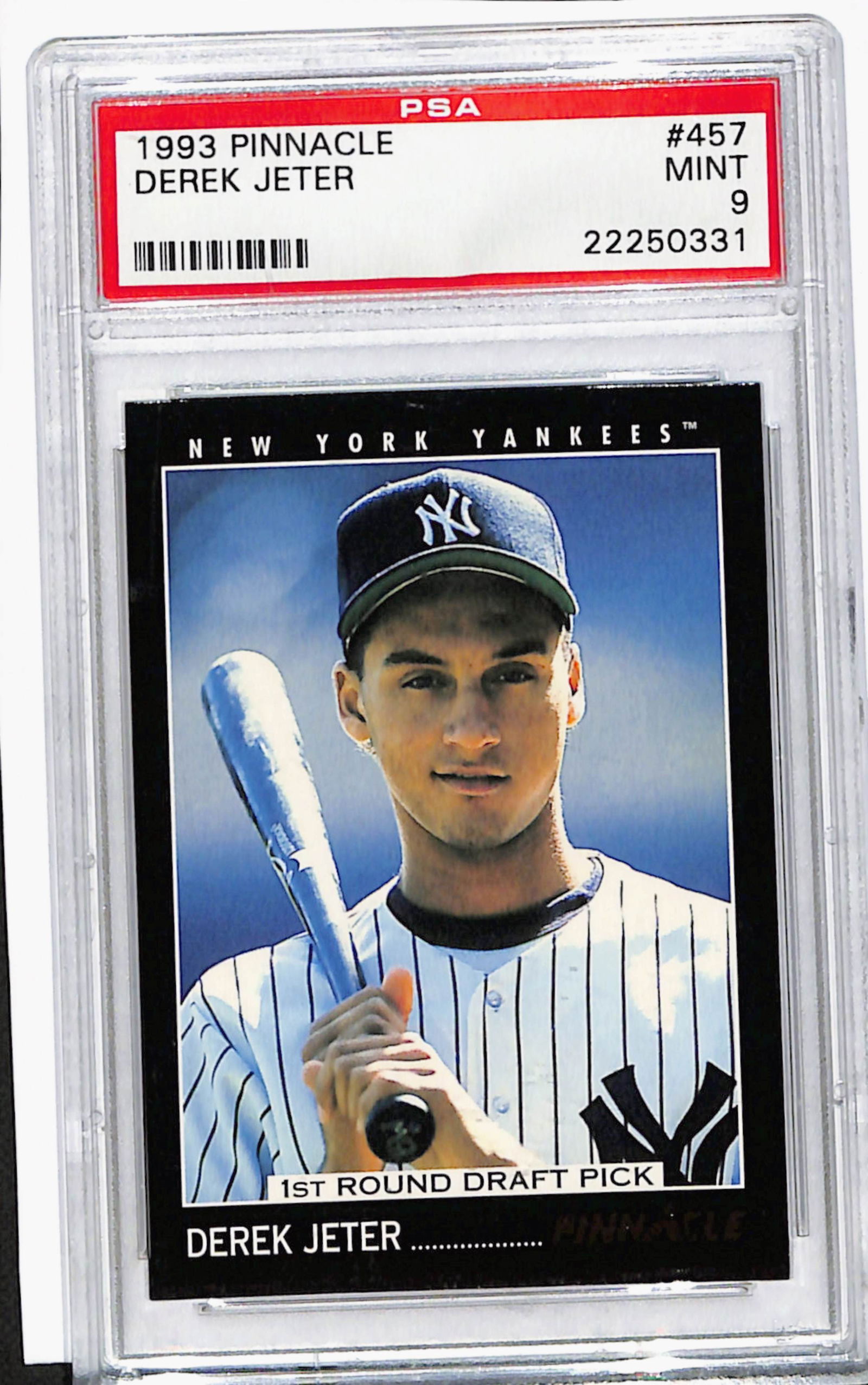 1993 Pinnacle Derek Jeter Rookie Baseball Card #457 PSA 9 Mint (1 of 2)