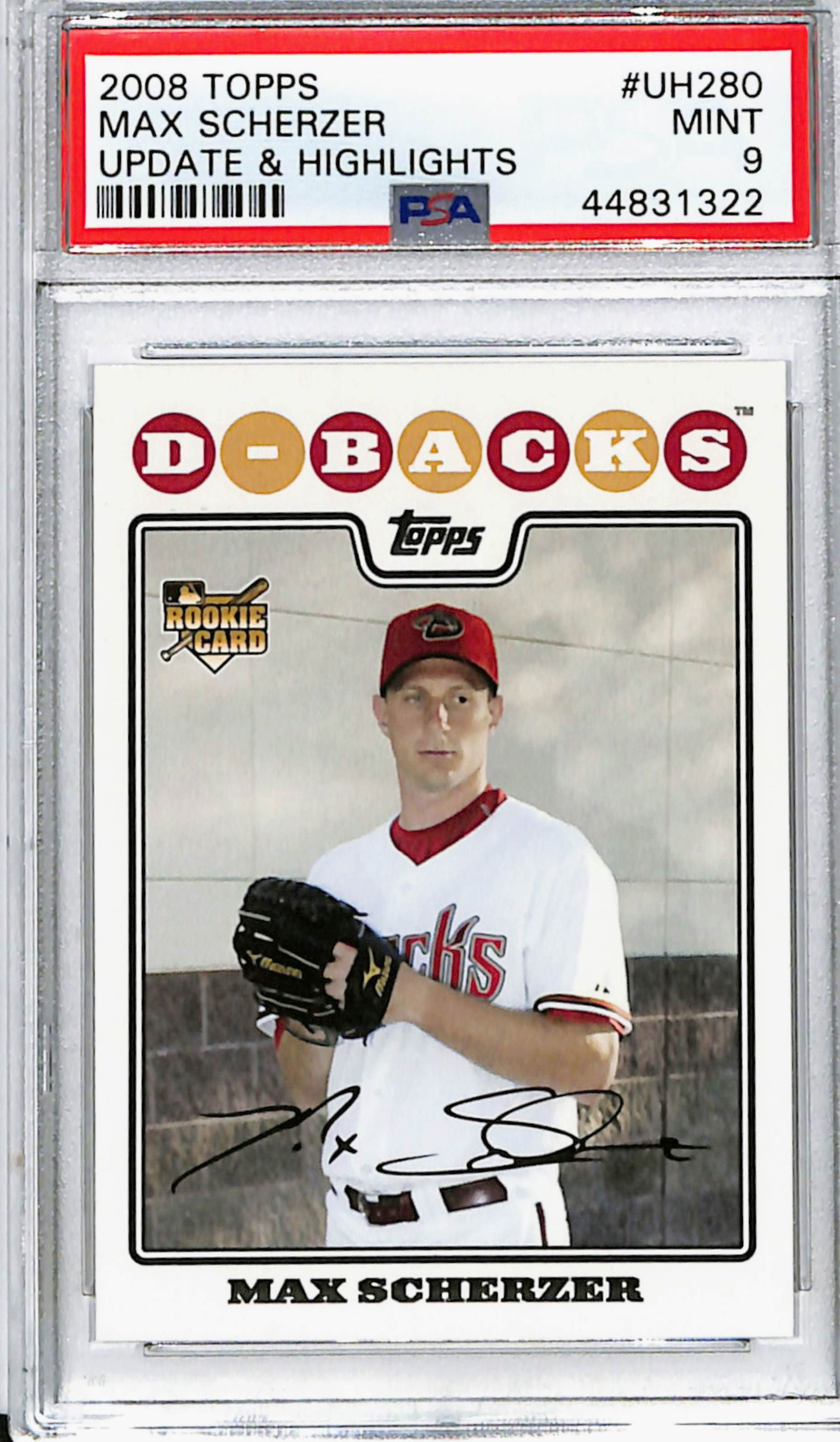 2008 Topps Max Scherzer Update & Highlights Rookie Baseball Card #UH280 PSA Mint 9 (1 of 2)