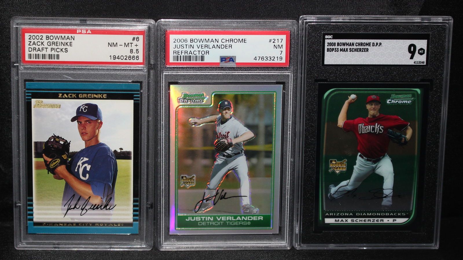 Greinke, Verlander, & Scherzer Graded Rookie Cards (1 of 1)