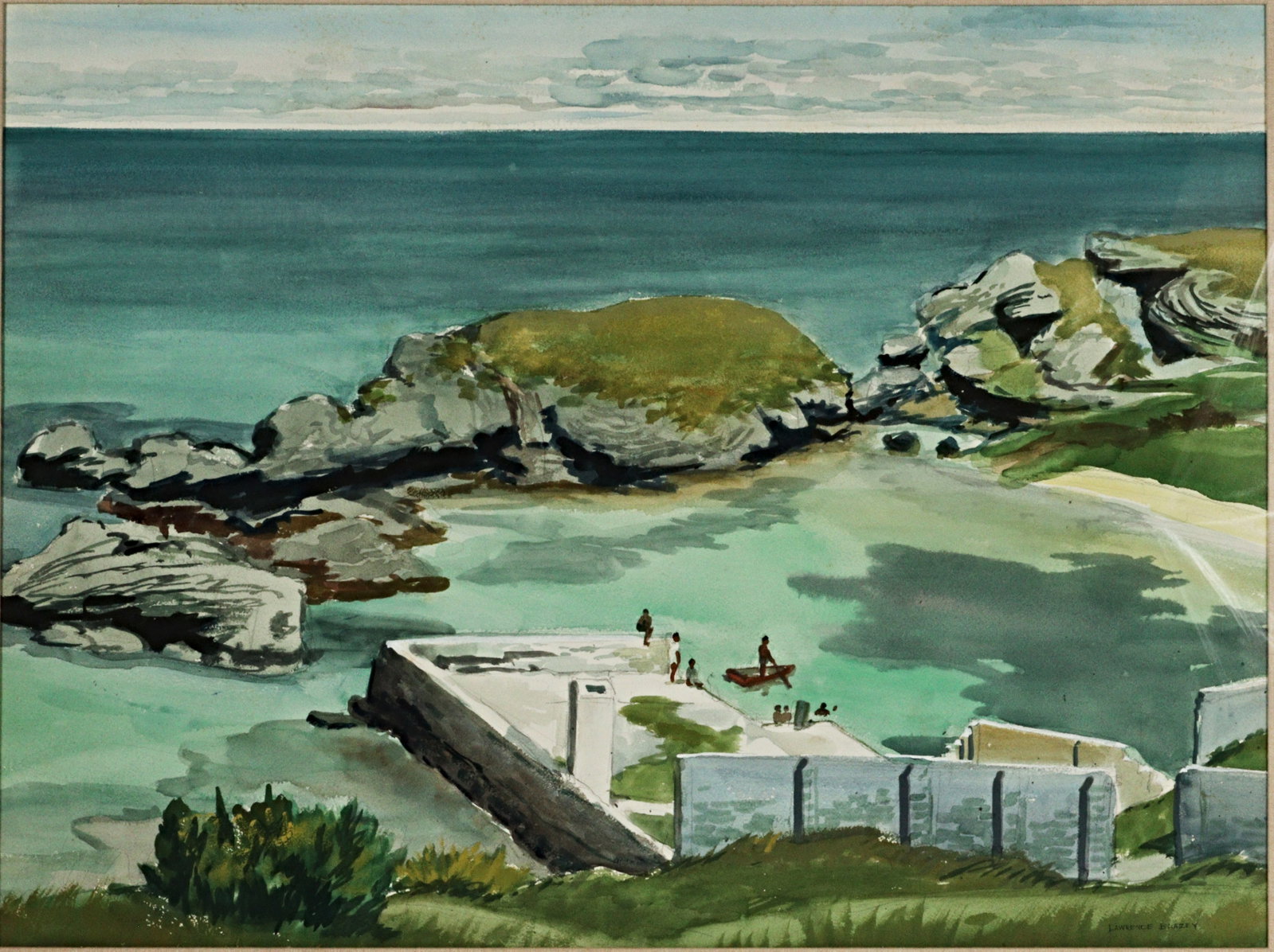 Lawrence Edwin Blazey, Ohio (1902-1999), Spanish Fort at St. George, Bermuda, watercolor on: Lawrence Edwin Blazey Ohio (1902-1999) Spanish Fort at St. George, Bermuda watercolor on illustration board Signed lower right. Biography from the Archives of askART: Lawrence Edwin Blazey studied und