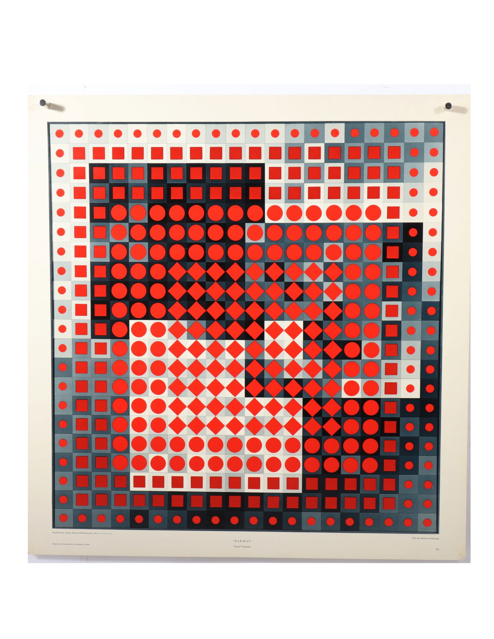 Victor Vasarely, France / Hungary 1906-1997, Harmas, op art print, 27"H x 26": Victor Vasarely France / Hungary 1906-1997 Harmas op art print Biography from Auctionata: Victor Vasarely was born in Hungary in 1906, as Gy?z? V?s?rhelyi. He moved to Paris in 1930, where he worked s