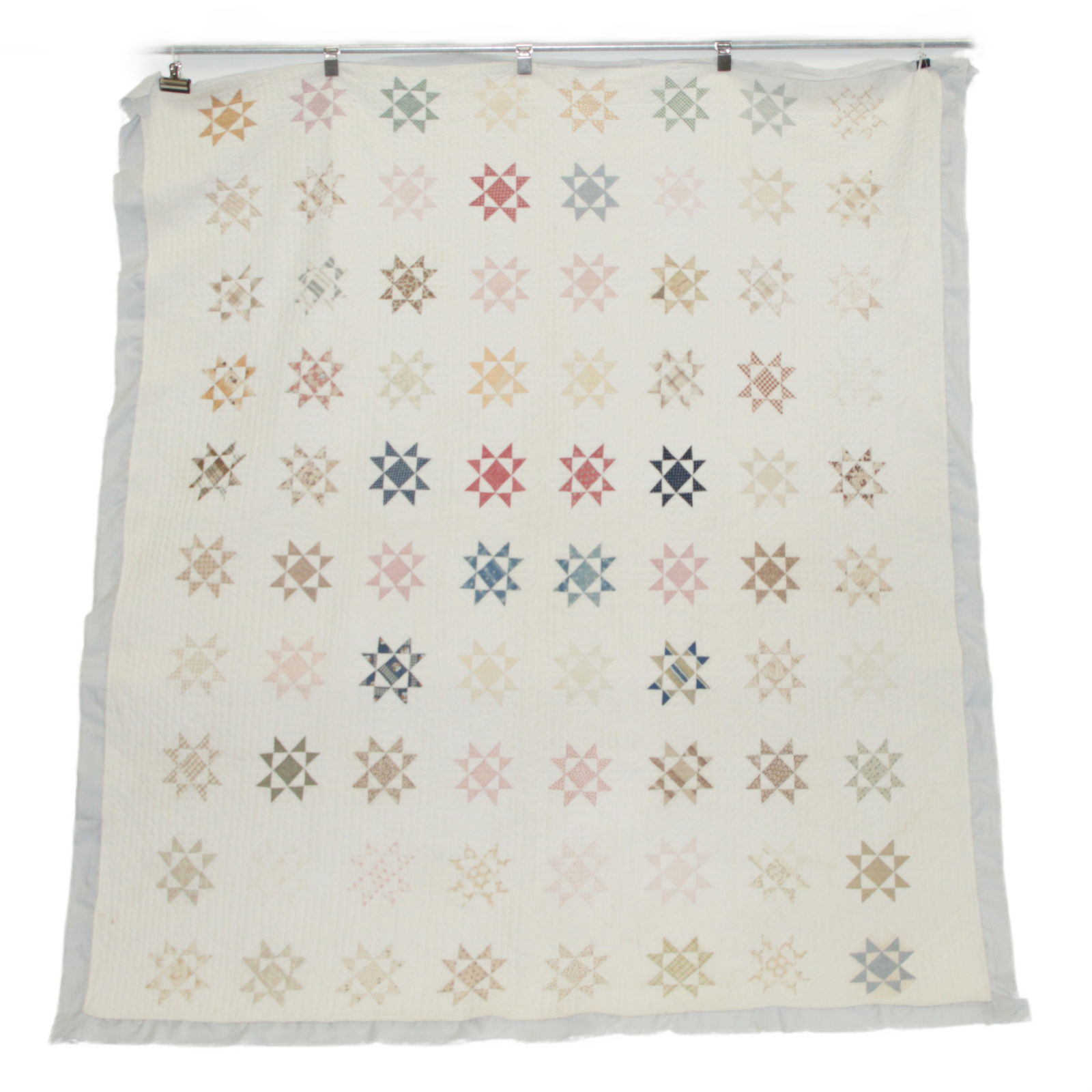 Antique American Ohio Star cotton Quilt ca. 1860. 88 1/2"H x 77 1/4"W: Antique American Ohio Star cotton Quilt ca. 1860. 88 1/2"H x 77 1/4"W