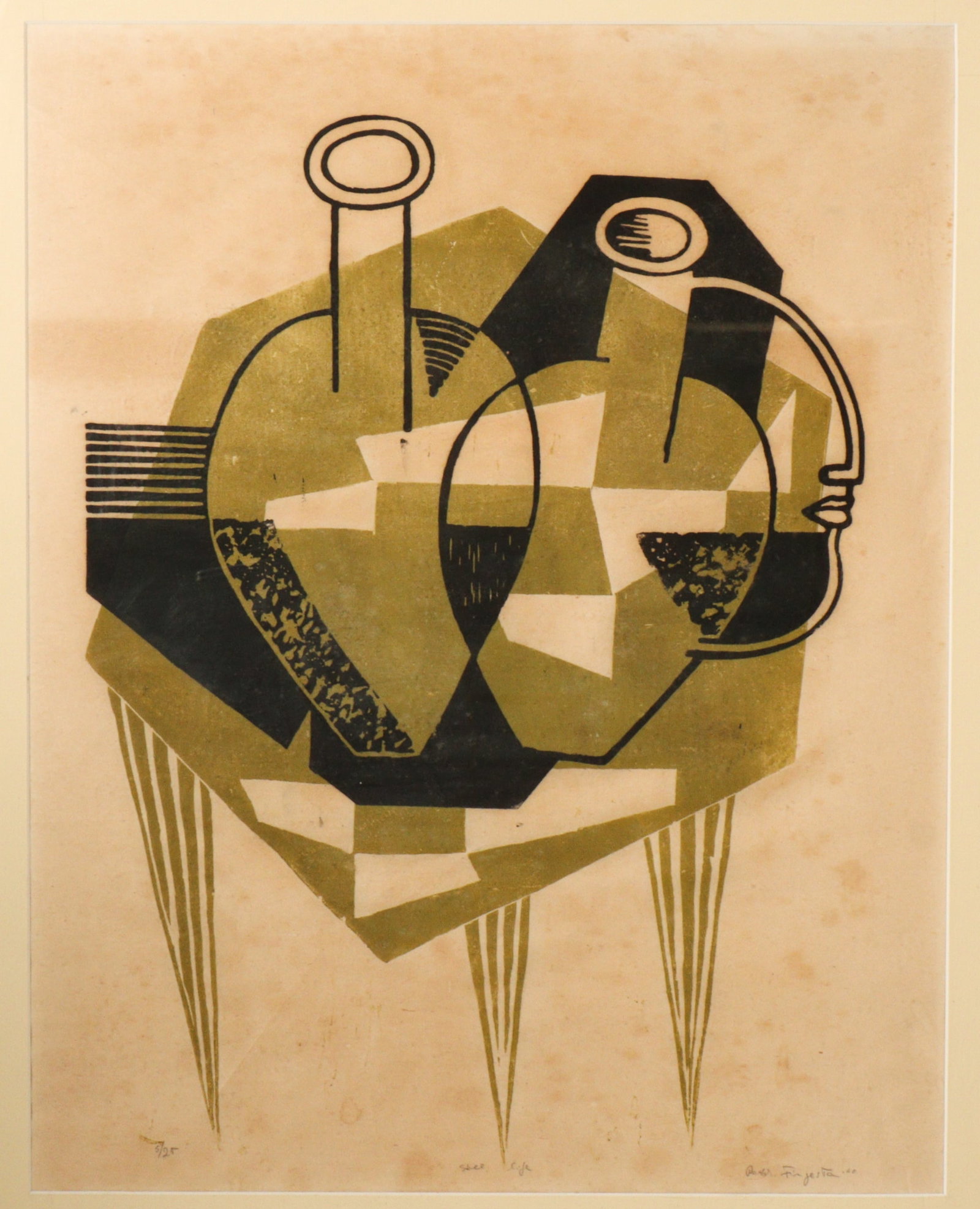 Peter Fingesten, New York / Germany (1916-1987), Still Life, 1960, MCM mid century modern block (1 of 12)