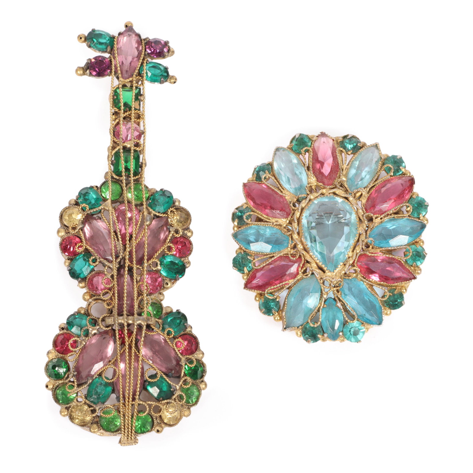 Unsigned Fashioncraft Robert? vintage figural stringed instrument cello brooch with intricate (1 of 6)