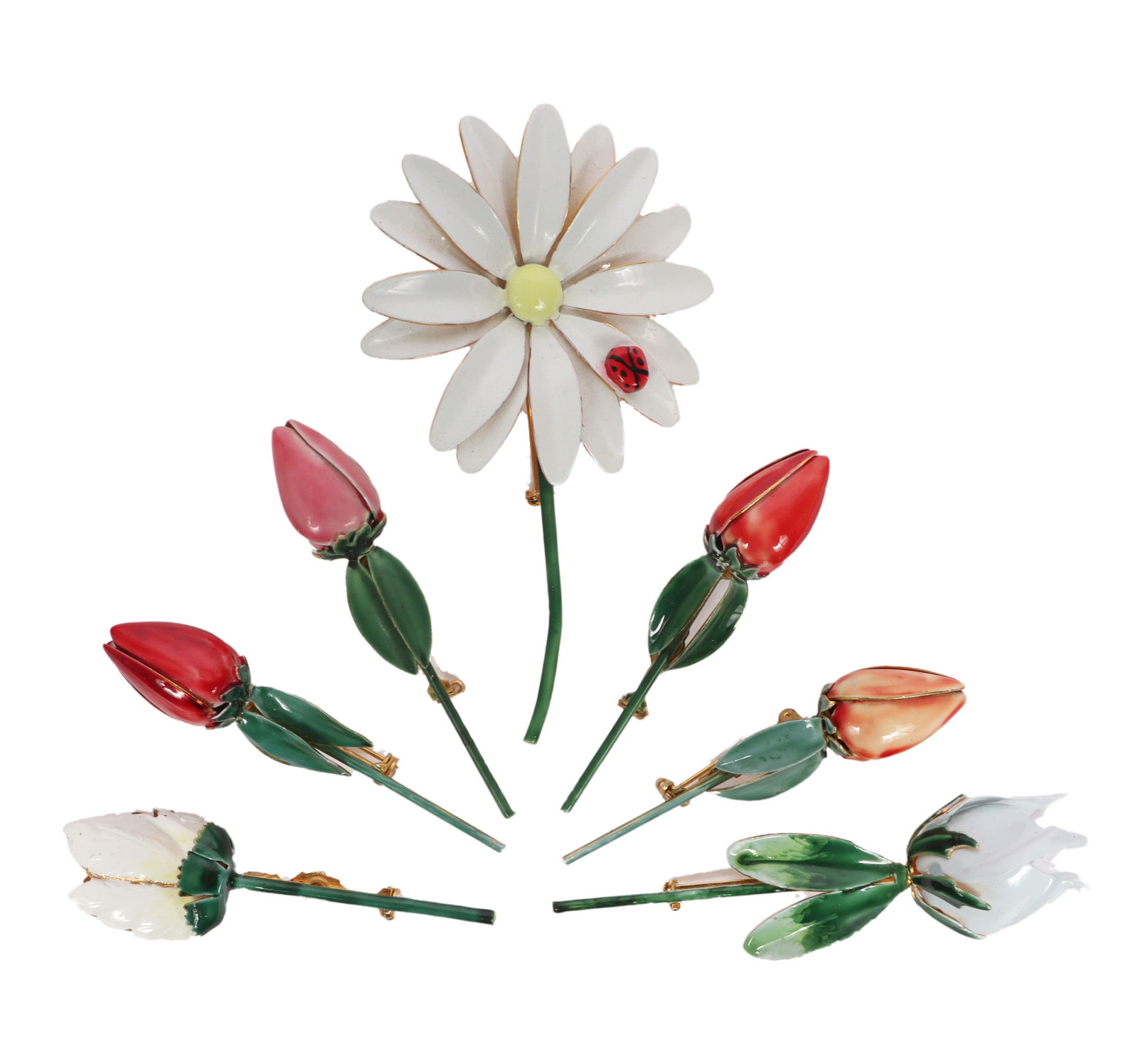 SANDOR 7pc bouquet of enamel flower brooches (1 of 19)