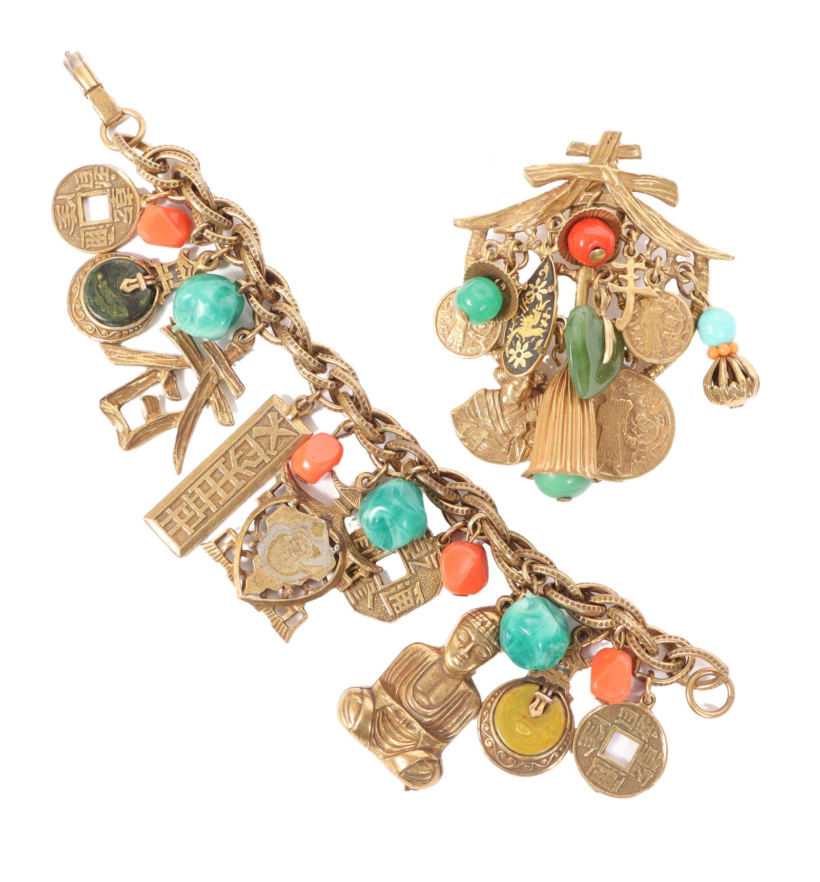ART Asian themed charm bracelet and brooch (1 of 10)