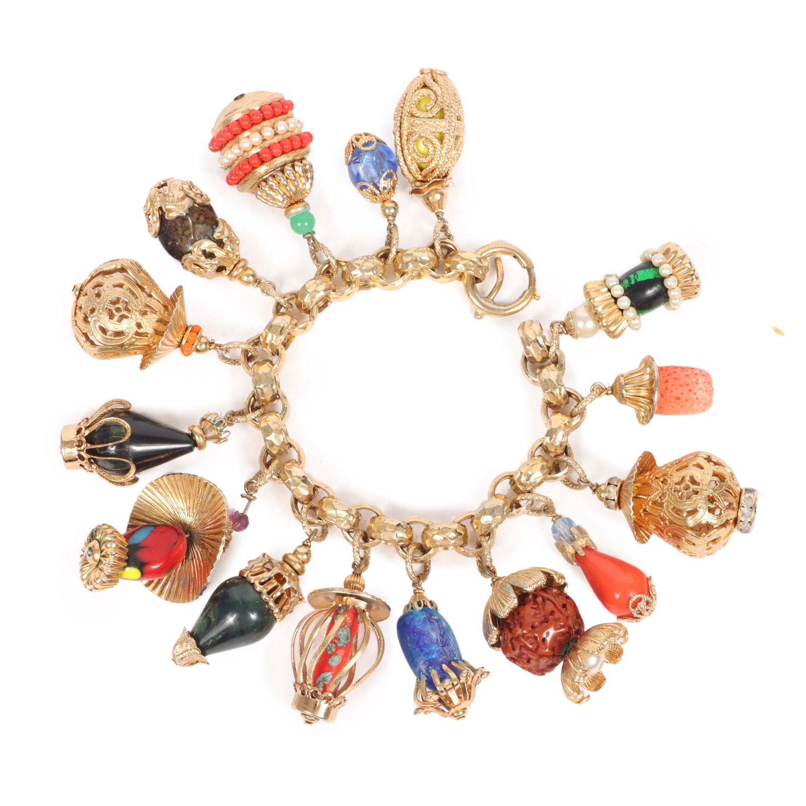 Napier chunky charm bracelet.Provenance: From the collection of Cheryl Killmer.: Napier chunky charm bracelet. Provenance: From the collection of Cheryl Killmer. 8"L x 2 1/4"W