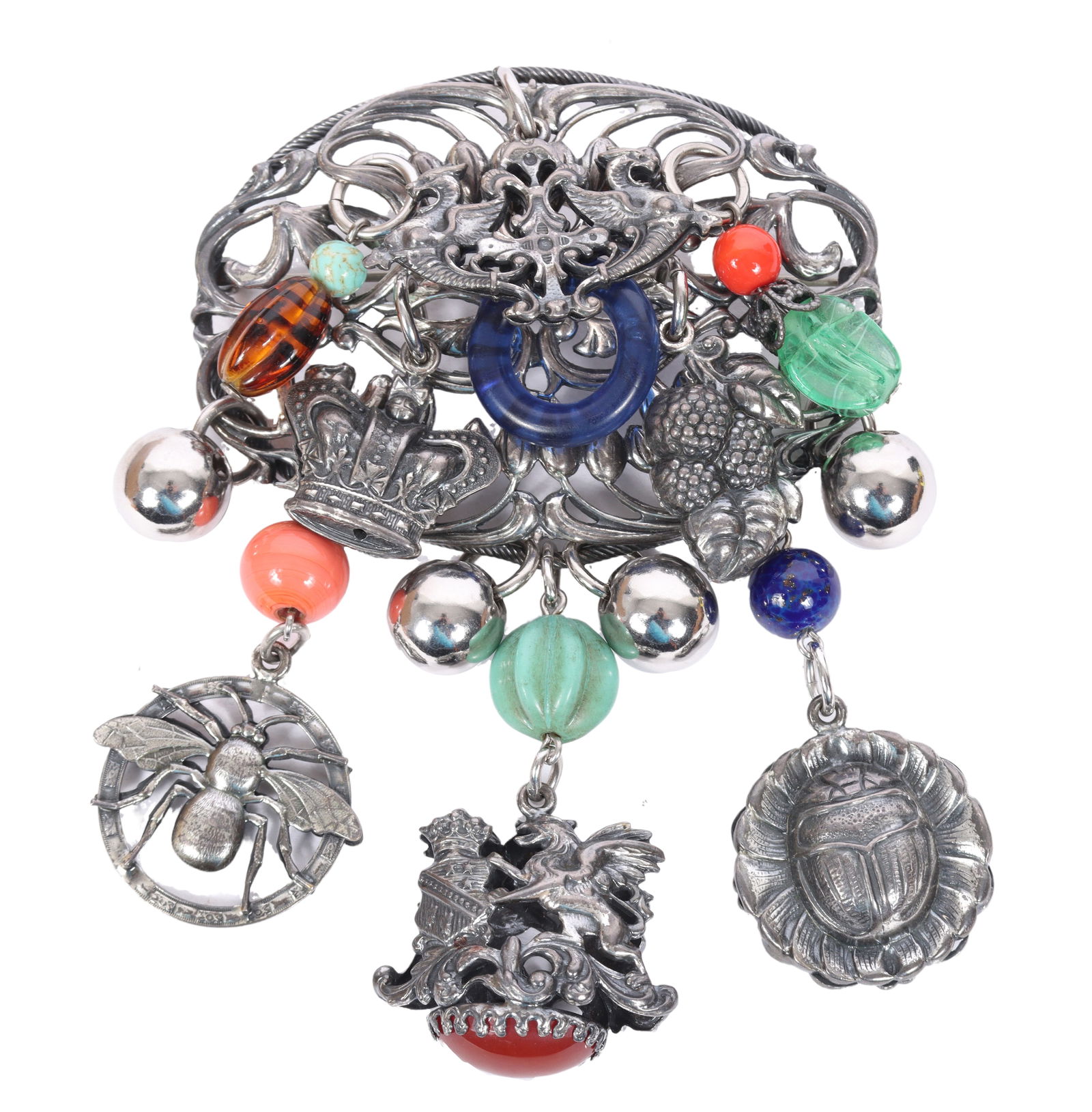 Large Napier dangle scarab and bug pin brooch (1 of 5)