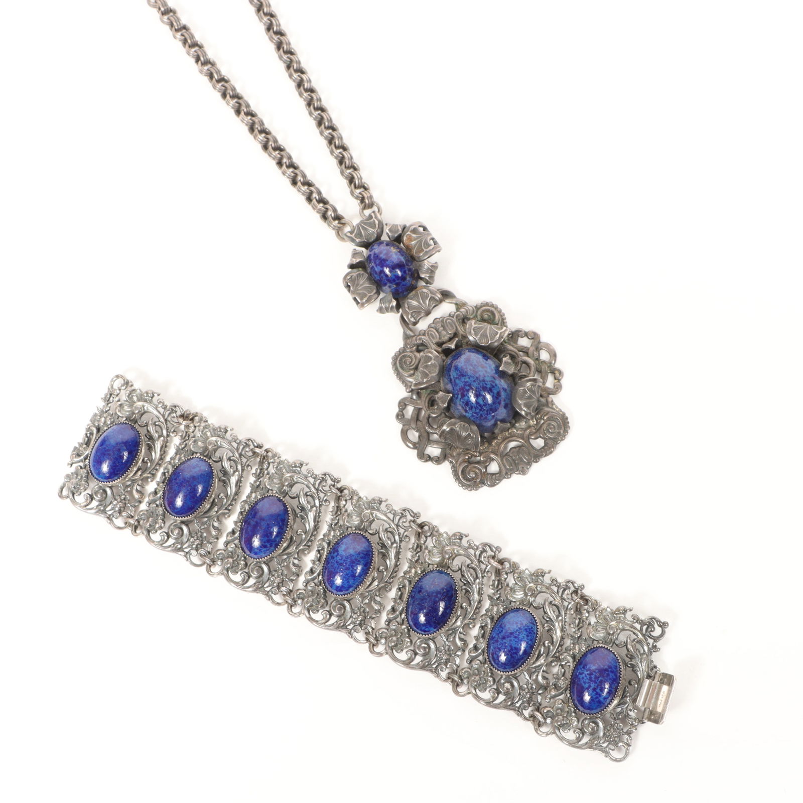 Napier matching set Including Faux Lapis Panel Bracelet and Large Pedant Necklace. (1 of 7)