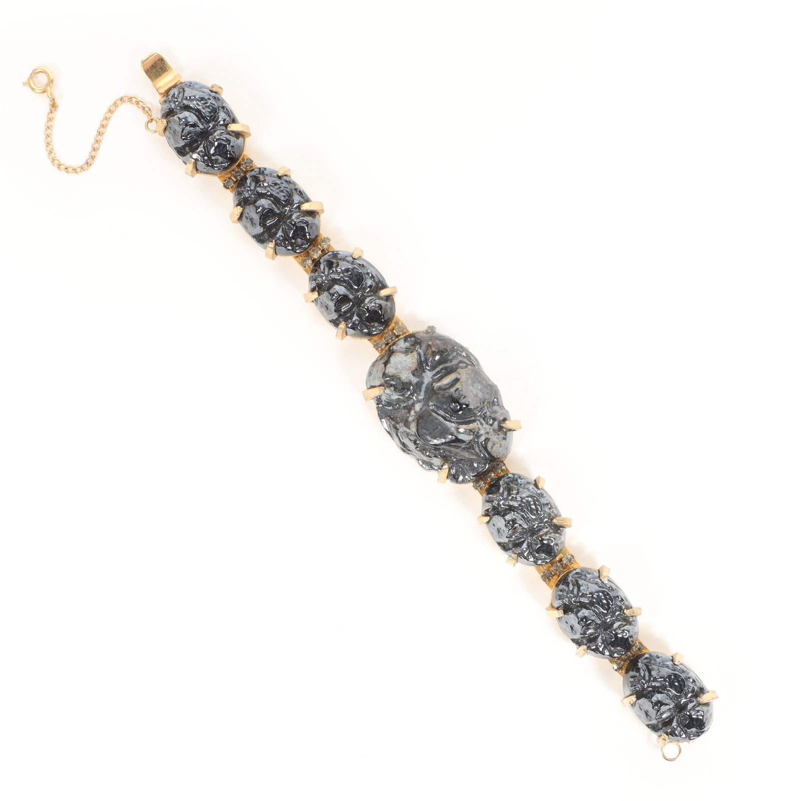 Paul Michael? hematite glass bracelet.: Paul Michael? hematite glass bracelet. Provenance: From the collection of Cheryl Killmer. 7" L x 1" W