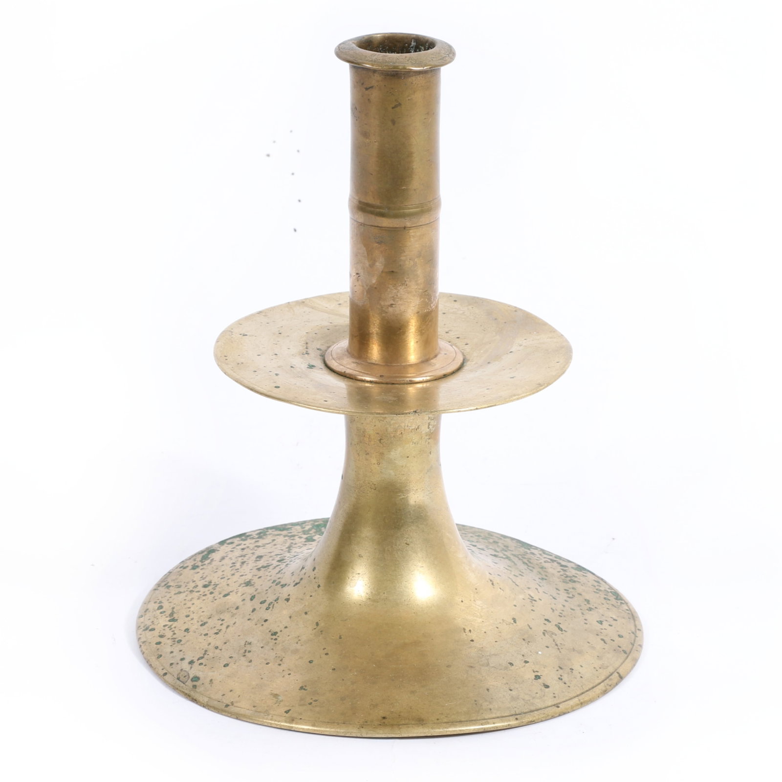 Antique Continental brass candlestick / candle holder, 18th Century. 9 1/2"H x 7 1/2"Diam.: Antique Continental brass candlestick / candle holder, 18th Century. 9 1/2"H x 7 1/2"Diam.