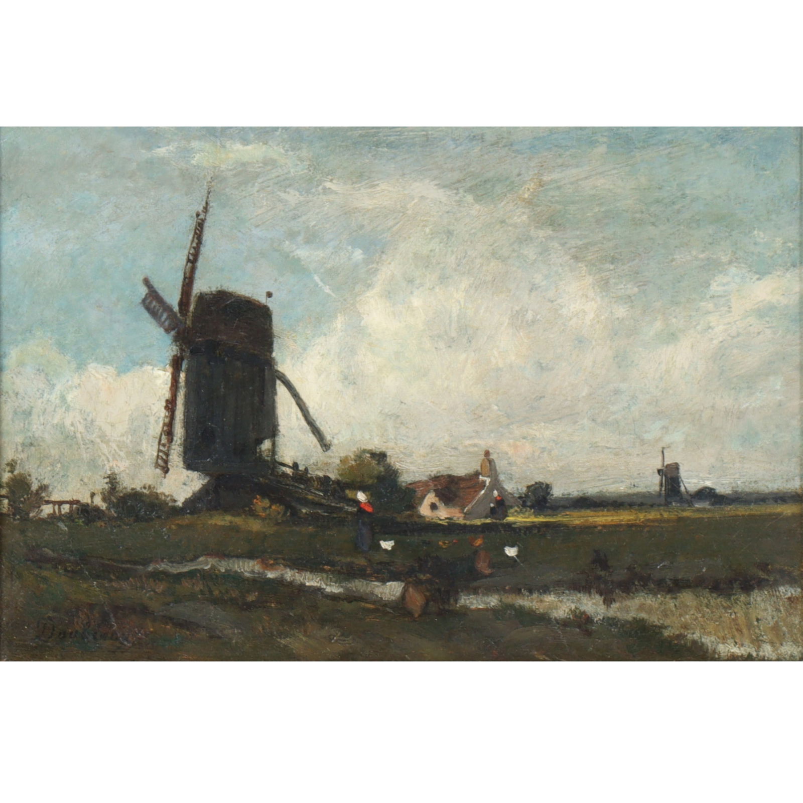 Charles Francois Daubigny, French (1817 - 1878), The Windmill (Le Moulin a vent), oil on canvas, 8: Charles Francois Daubigny French (1817 - 1878) The Windmill ( Le Moulin a vent) oil on canvas Signed lower left. Provenance: Christie's, NY Biography from the Archives of askART: A French landscapist