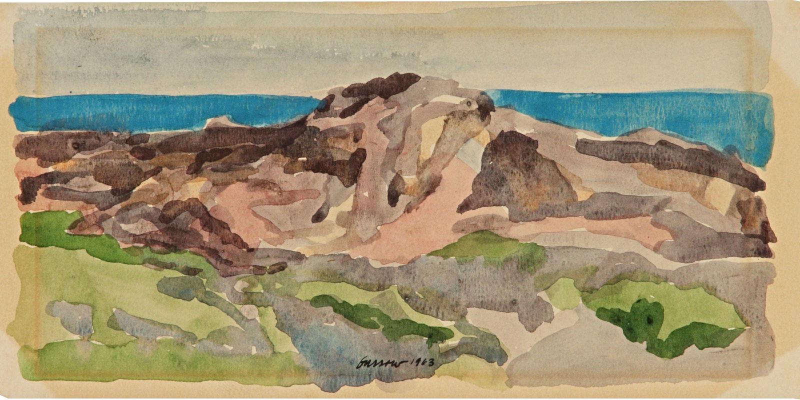 Alan Gussow, New York (1931-1997), Along the Coast of Lobster Cove, 1963, watercolor on paper, 4: Alan Gussow New York (1931-1997) Along the Coast of Lobster Cove, 1963 watercolor on paper Signed and dated lower center. Biography from the Archives of askART: A strong conservationist, Alan Gussow p