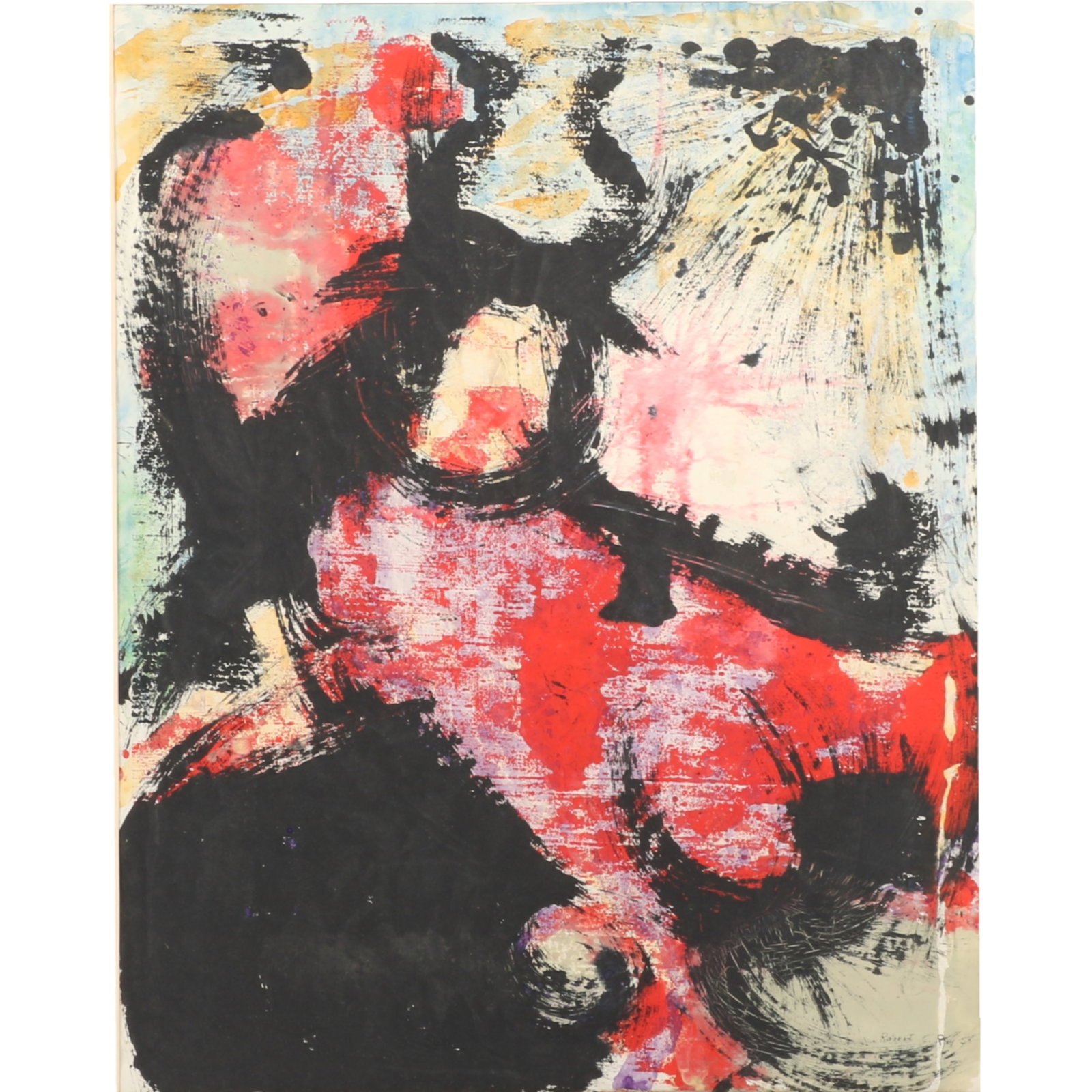 Robert C. "Bobby" Ray, Indiana (1926-2020), abstract, 1958, acrylic on paper, 22"H x 17 1/2"W: Robert C. "Bobby" Ray Indiana (1926-2020) abstract, 1958 acrylic on paper Signed and dated lower right. All of the Robert Ray paintings in the sale came from the estate of the artist. Unfortunately, t