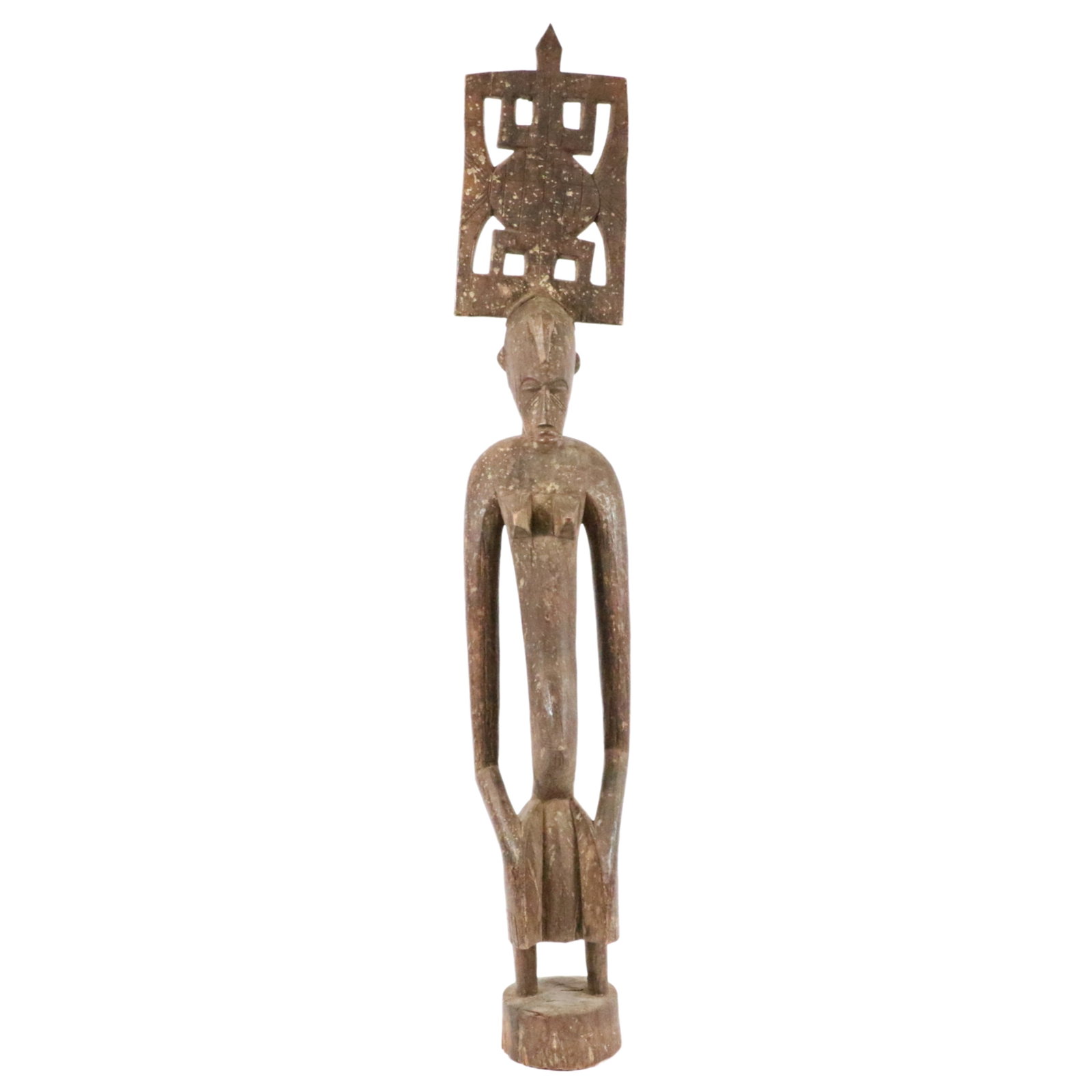 African Senufo carved "Mother of the Village" female ancestor figure with zoomorphic carved crested: This item requires local pickup or third party shipping. Please contact us for a list of preferred shippers.African Senufo carved "Mother of the Village" female ancestor figure with zoomorphic carved 