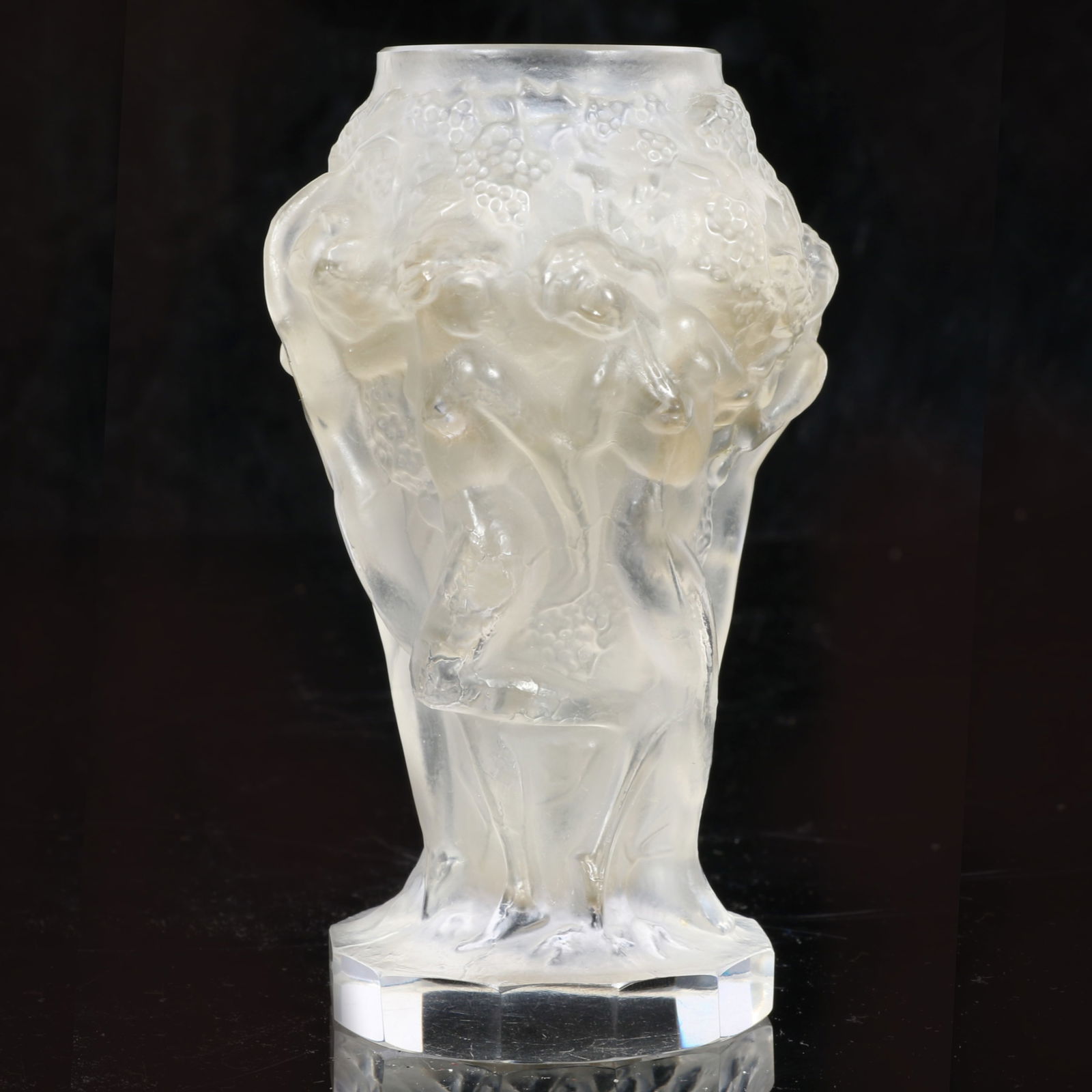 Heinrich Hoffmann Czech Art Deco frosted art glass crystal dancing nudes vase. 5 1/4"H x 2 (1 of 8)