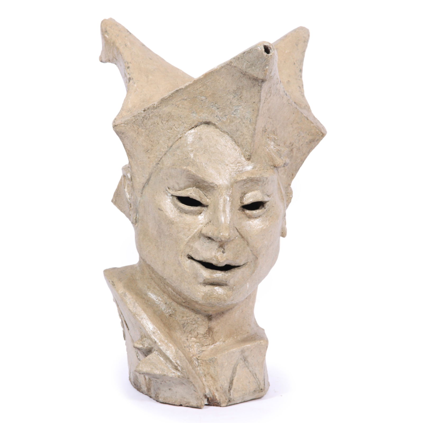 Robert Lohman, Indiana (1919-2001), Jester, 1949, glazed studio ceramic bust, 20 1/2"H x 13"W x 15 (1 of 6)