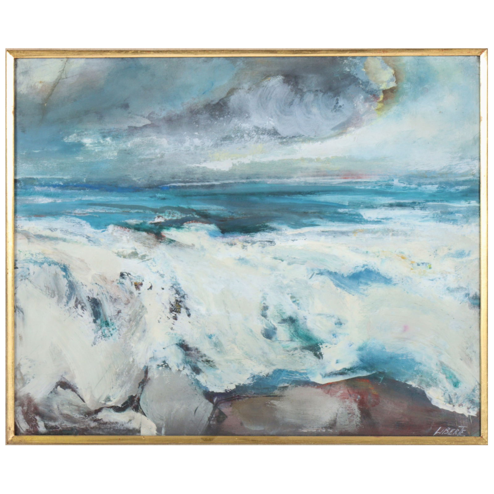 Jean Liberte, New York / Italy (1896 - 1965), seascape, casein on board, 19"H x 15 1/2"W (sight), 22: Jean Liberte New York / Italy (1896 - 1965) seascape casein on board Signed lower right. Signed Biography from Butler's Fine Art: Jean Louis Liberte graduated from The Cooper Union in New York City in
