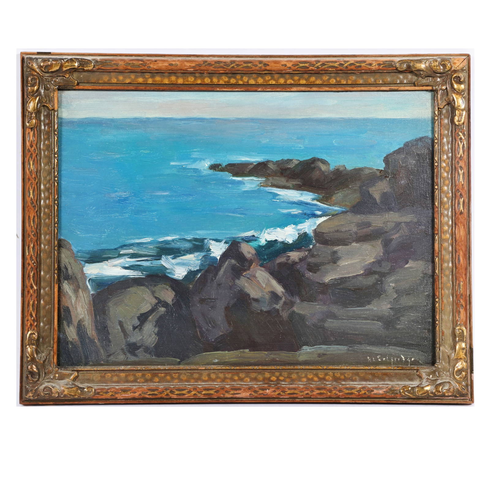 Reynolds Selfridge, Indiana (1898 1974), Seascape, Oil On Board, 11 3