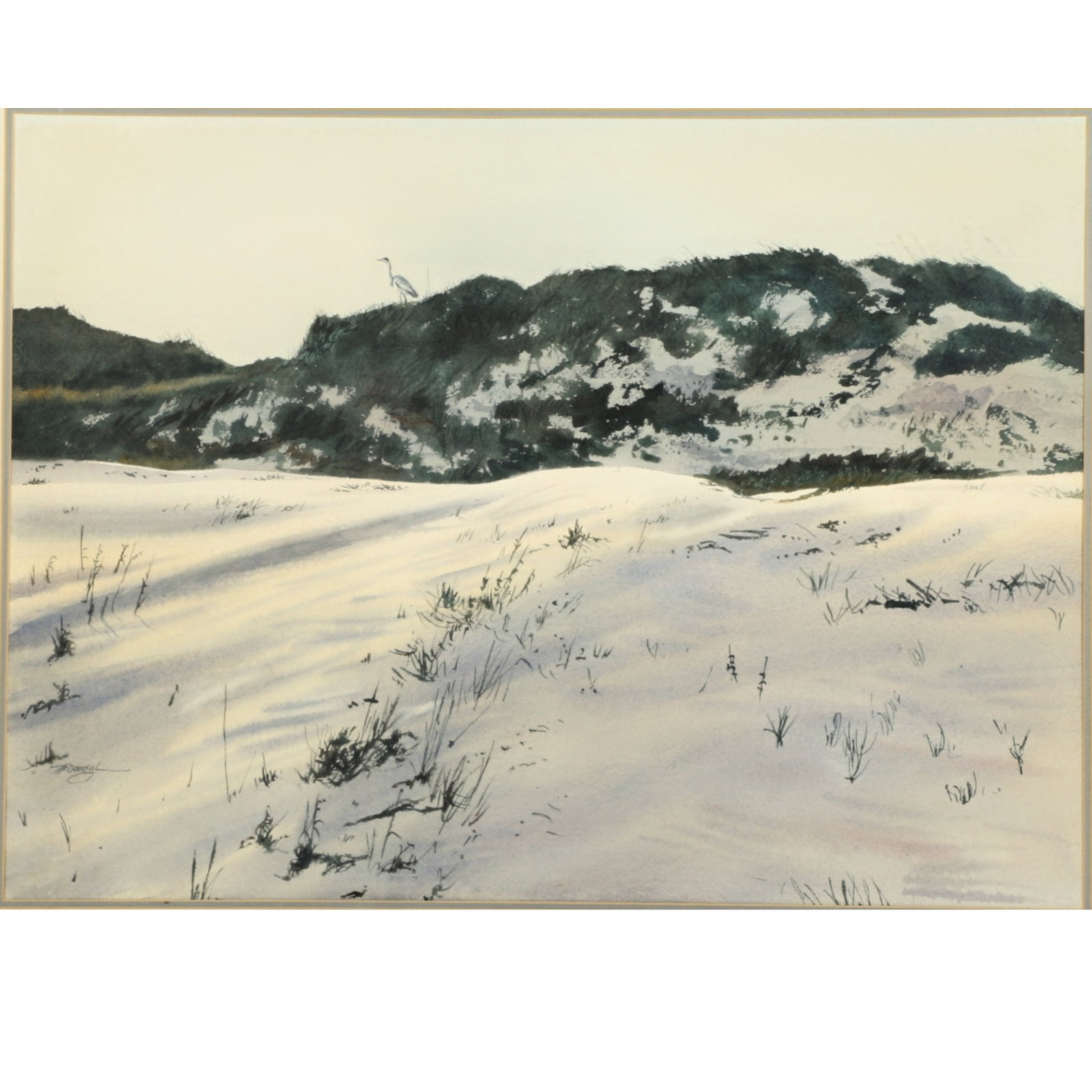 Ivan Ellis McDougal, Texas (1927-2005), Sand Dunes, watercolor on paper, 21 1/4"H x 29"W (sight), 28: Ivan Ellis McDougal Texas (1927-2005) Sand Dunes watercolor on paper Signed lower left. Biography from Vogt Auction Texas: A longtime Texas painter, he was born in Lometa and studied at the Schreiner 