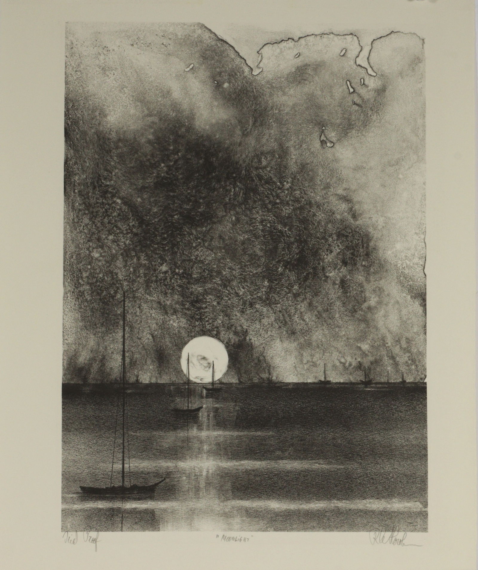 Richard Aberle Florsheim, Illinois (1916-1979), Moonlight, lithograph, 15 3/4"H x 13"W (1 of 8)