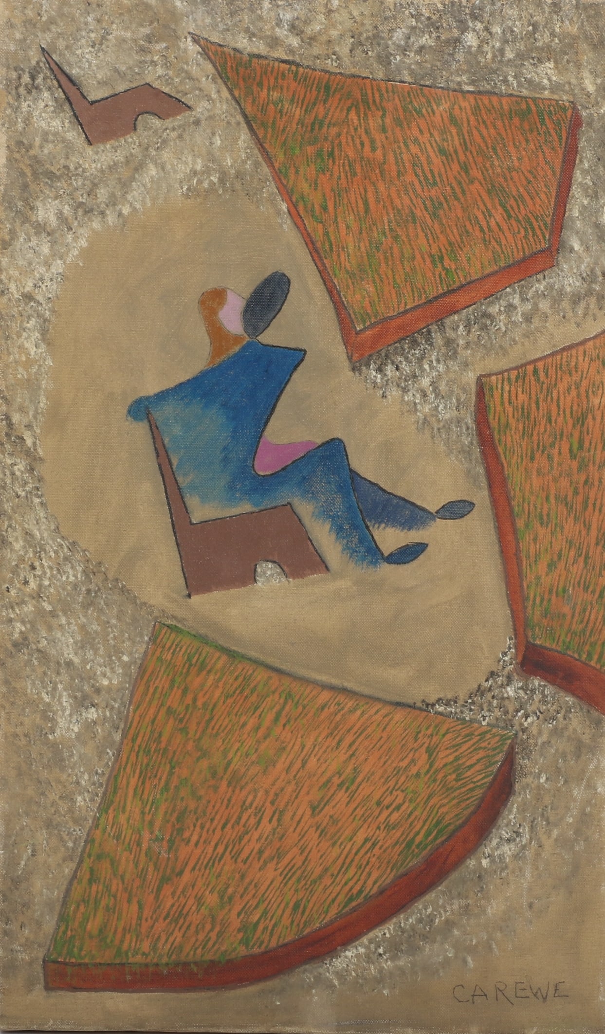 Sylvia Carewe, New York (1914-1981), abstract, oil on canvas, 20"H x 12"W: Sylvia Carewe New York (1914-1981) abstract oil on canvas Signed lower right. 20"H x 12"W