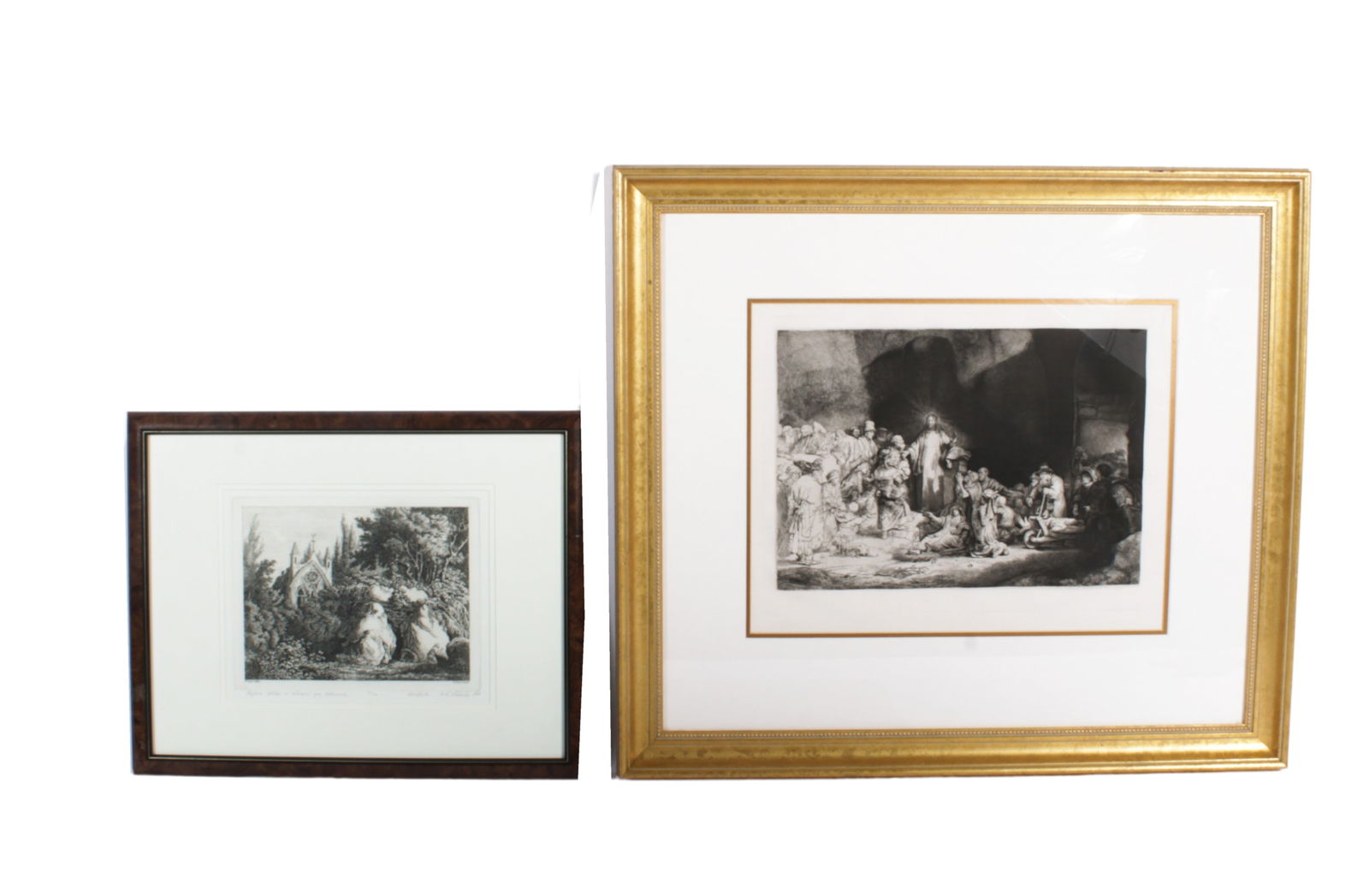 Lot of 2 decorative etchings: after Rembrandt Van Rijn (Dutch, 1606-1669), Christ Healing the Sick (1 of 17)