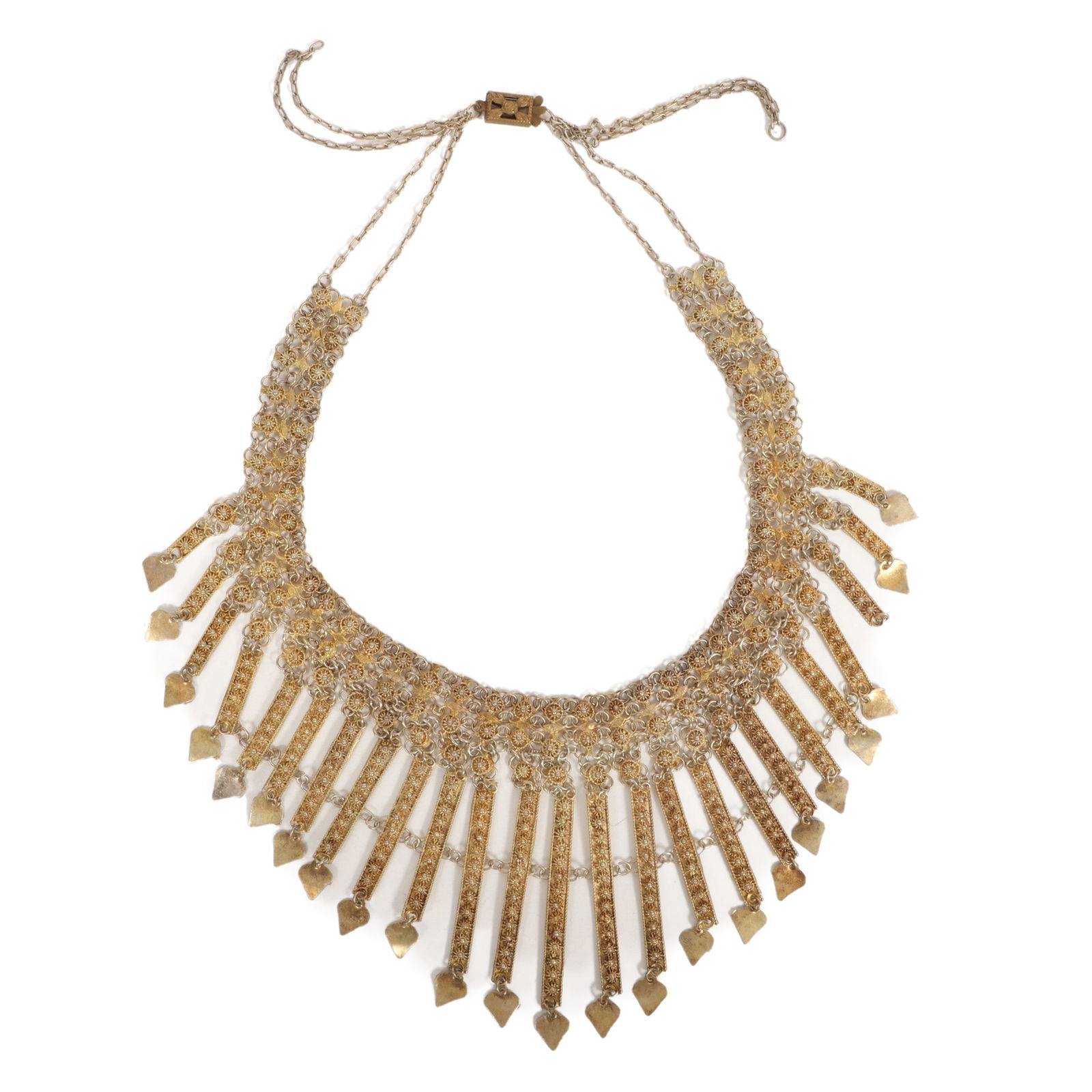 Vintage Middle Eastern or Mughal style gilt filigree bib necklace. (1 of 6)