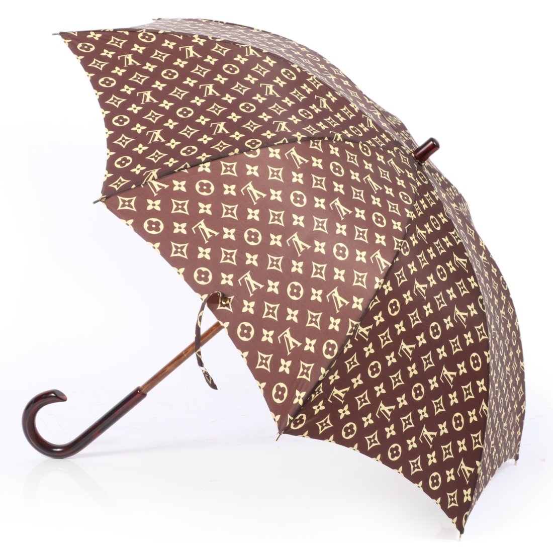 Vintage Louis Vuitton brown monogram parasol umbrella with marbled resin handle. (1 of 11)