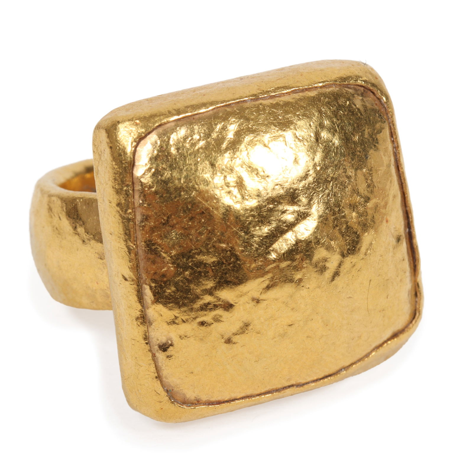 990 24KT yellow gold ring Modern Designer Art Jewelry Square Pillow or cushion design with uneven (1 of 8)