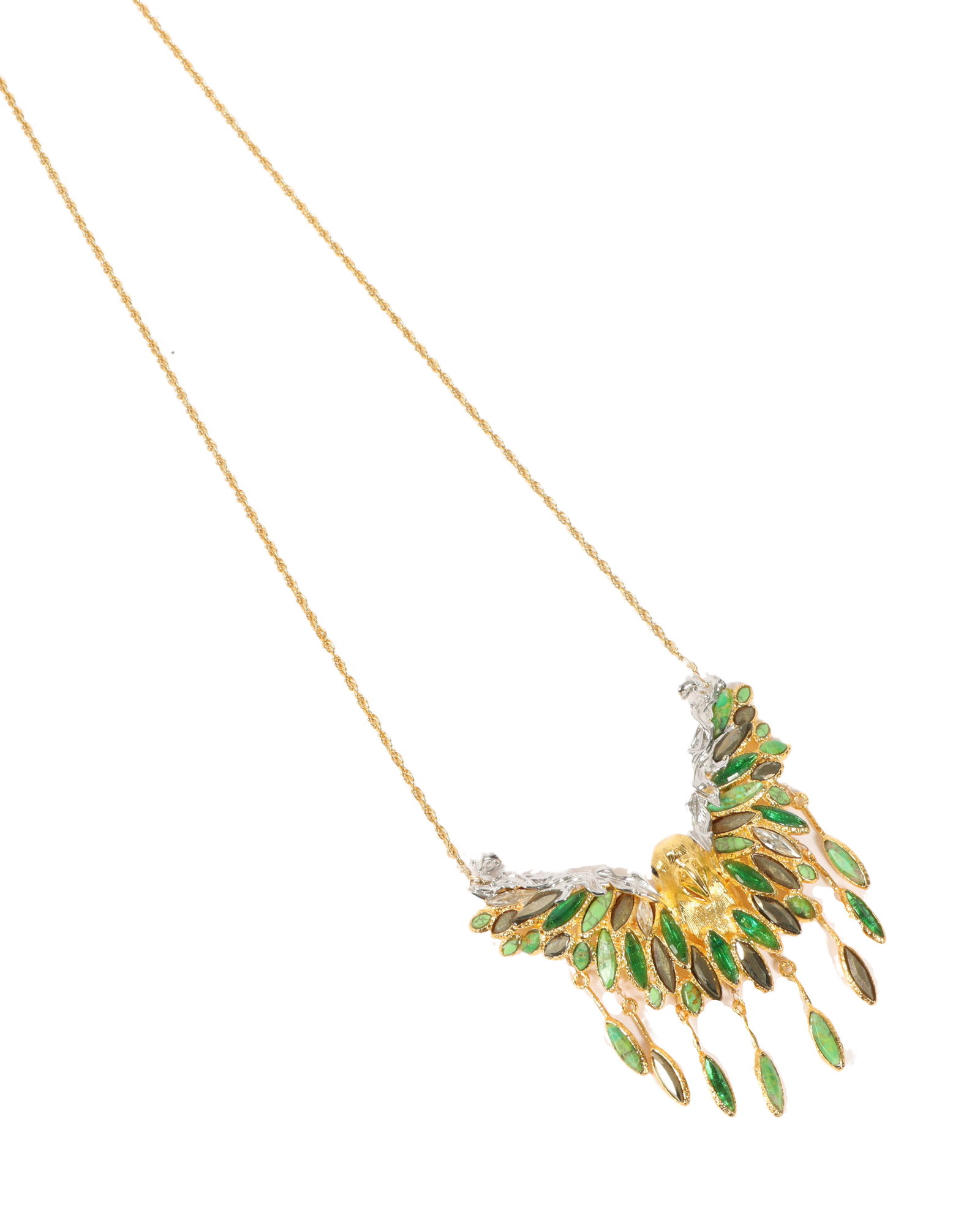 Alexis Bittar long pendant parrot figural bird necklace featuring custom designed 18K gold plated (1 of 7)