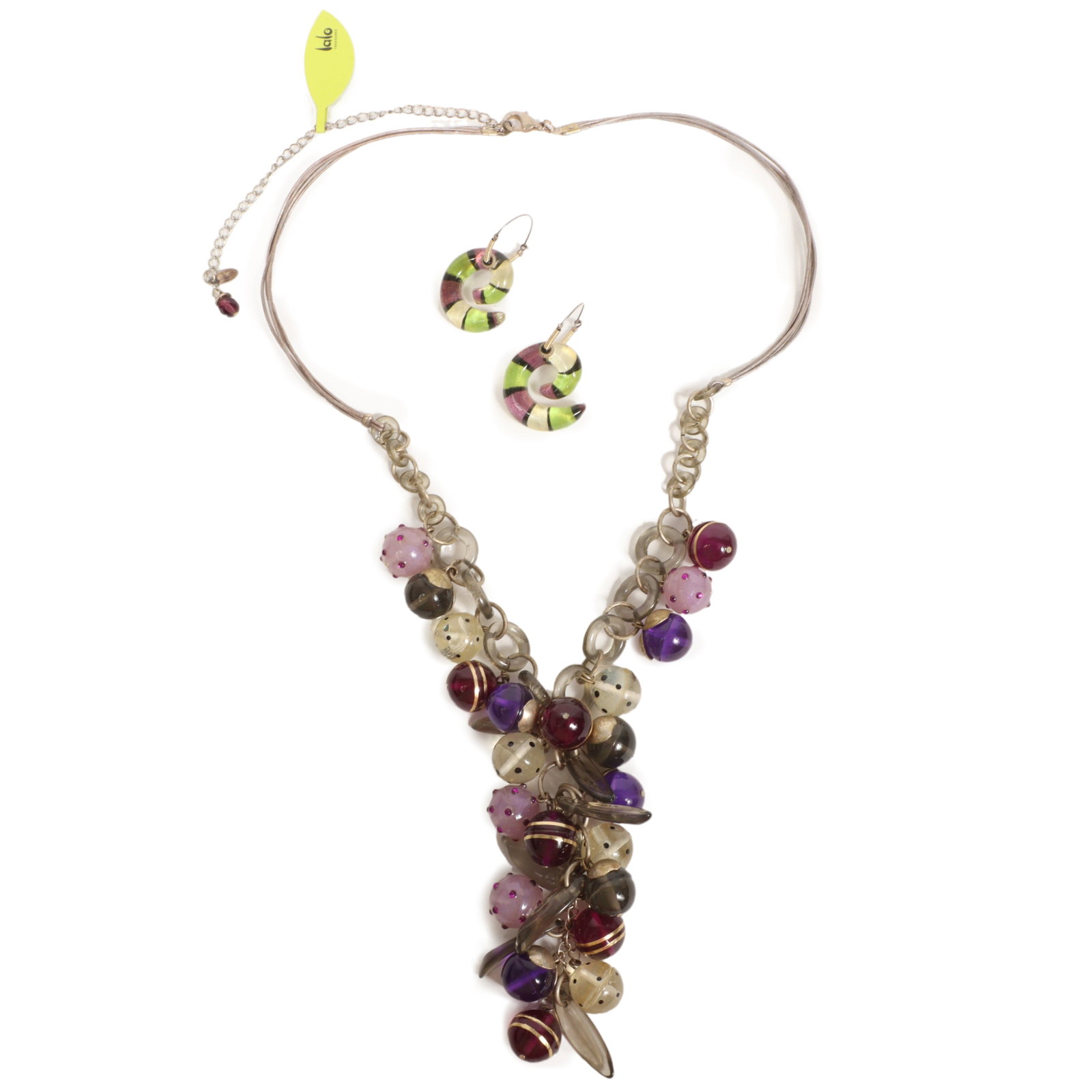 Orna Lalo large layered beaded necklace with Lalo earrings.: Orna Lalo large layered beaded necklace with Lalo earrings. 29"L x 4 1/4"Drop (necklace)
