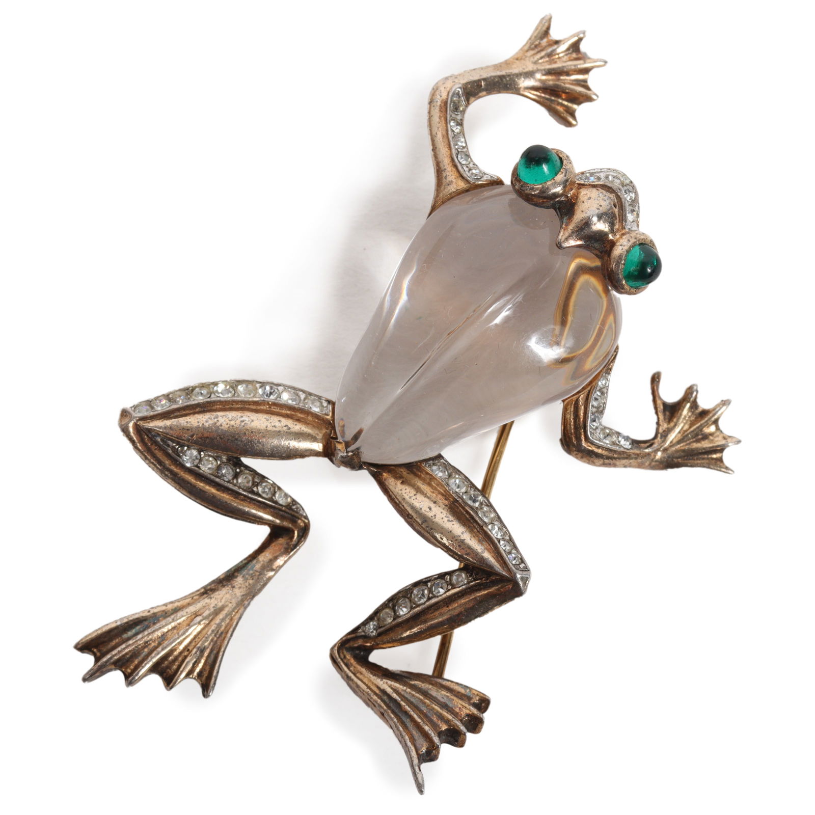 Alfred Philippe for Crown Trifari sterling vermeil jelly belly figural frog book piece; "Gold plated (1 of 7)