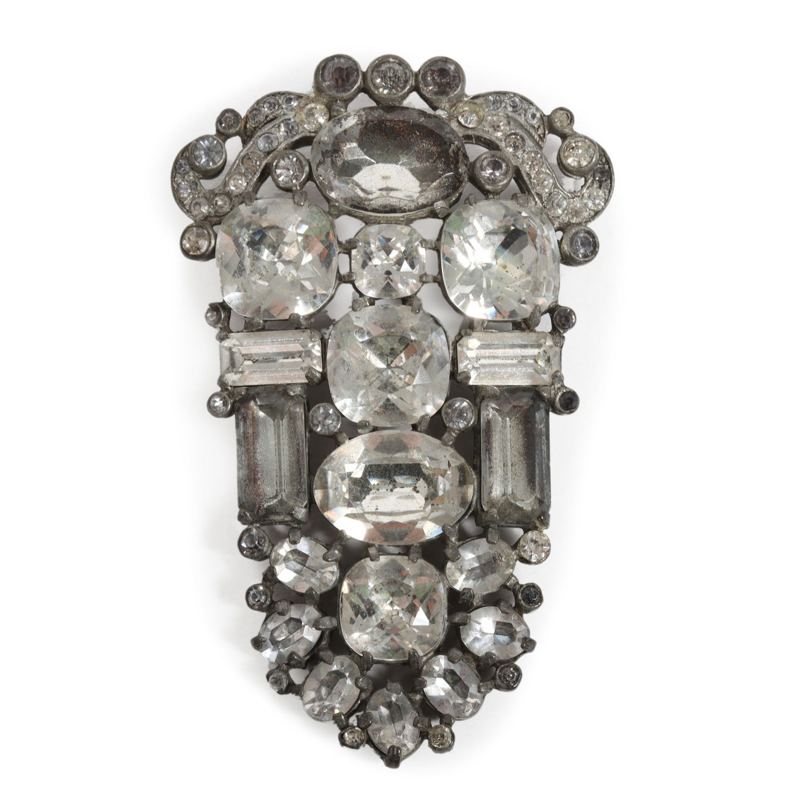 Unsigned Eisenberg Diamante huge crystal spelter metal Pin Brooch (1 of 4)