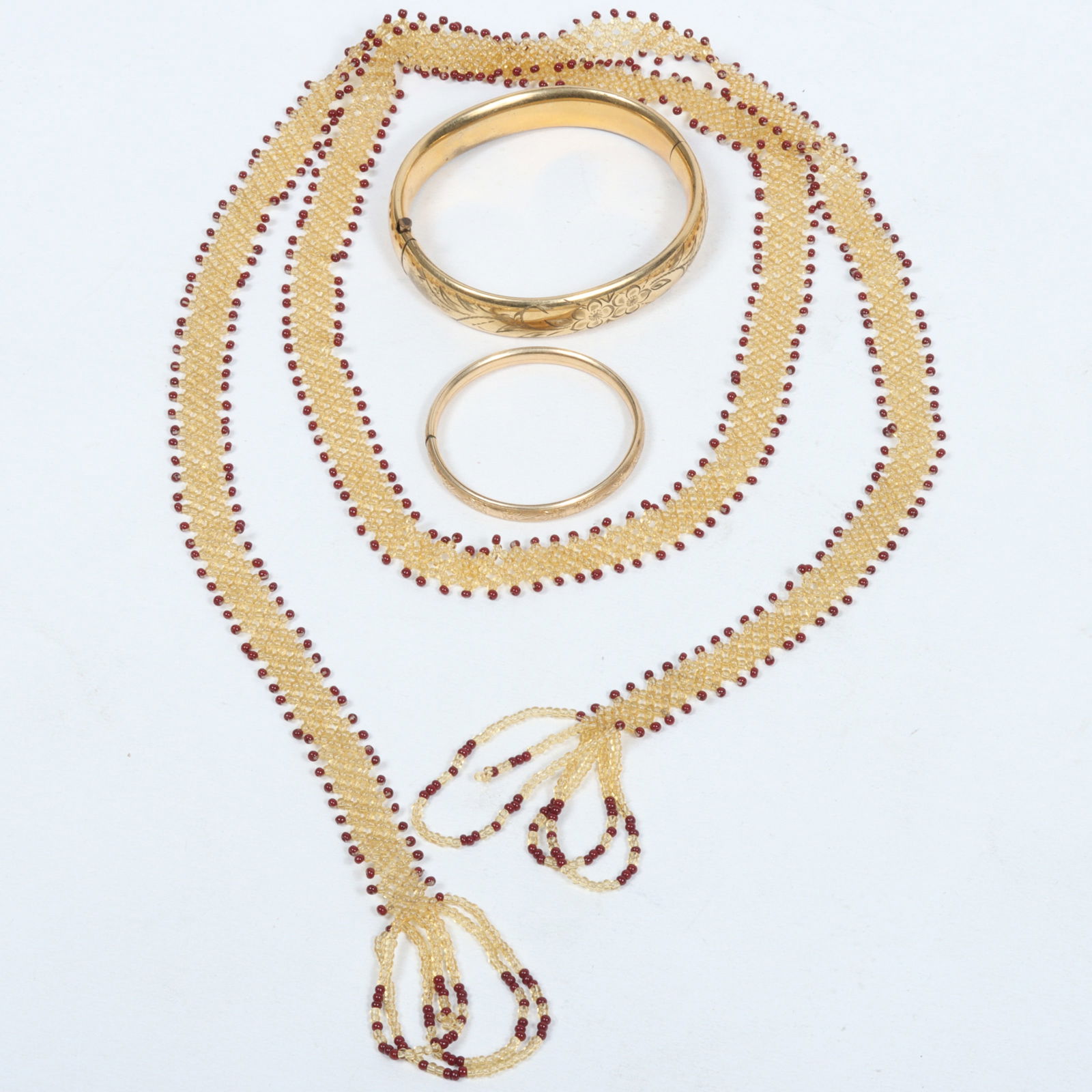 Victorian 1/20 14K gold filled engraved hinged bangle bracelet signed HFB with Victorian Gold (1 of 8)