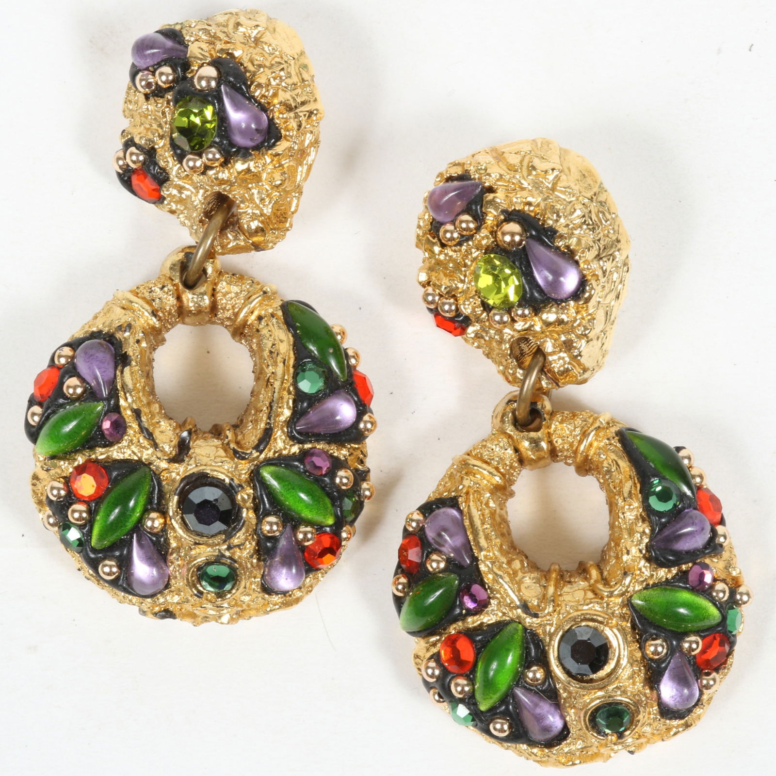 Unsigned Christian Lacroix vintage designer haute couture jewel tone crystal and gripoix glass (1 of 6)