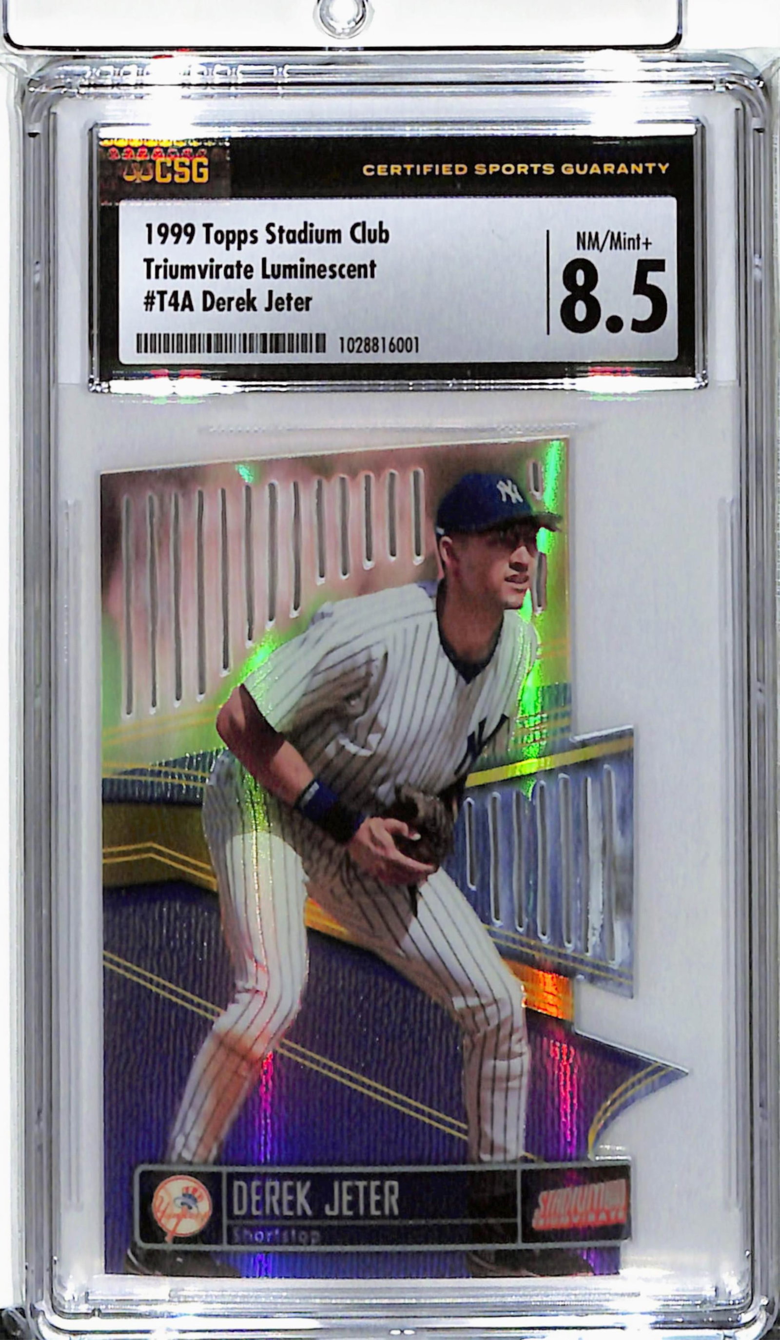 1999 Topps Stadium Club Triumvirate Luninescent Derek Jeter #T4A CSG 8.5 NM-MT+ (1 of 2)