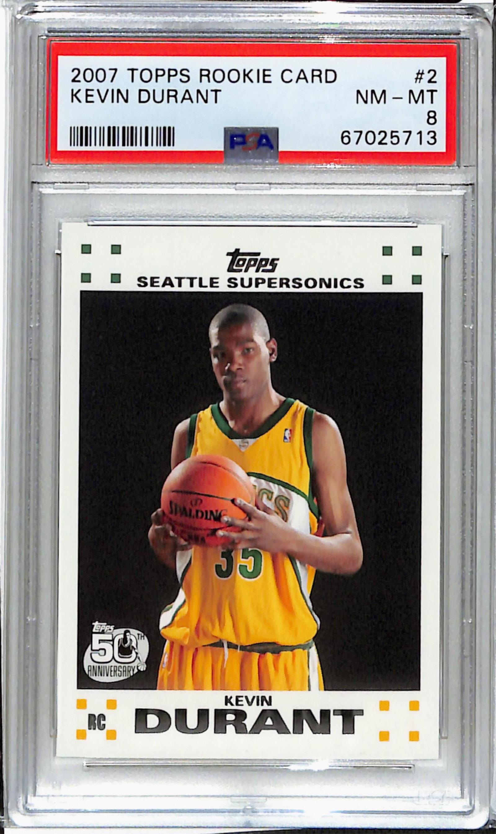 2007 Topps Kevin Durant Rookie Card #2 PSA 8 NM-MT (1 of 2)